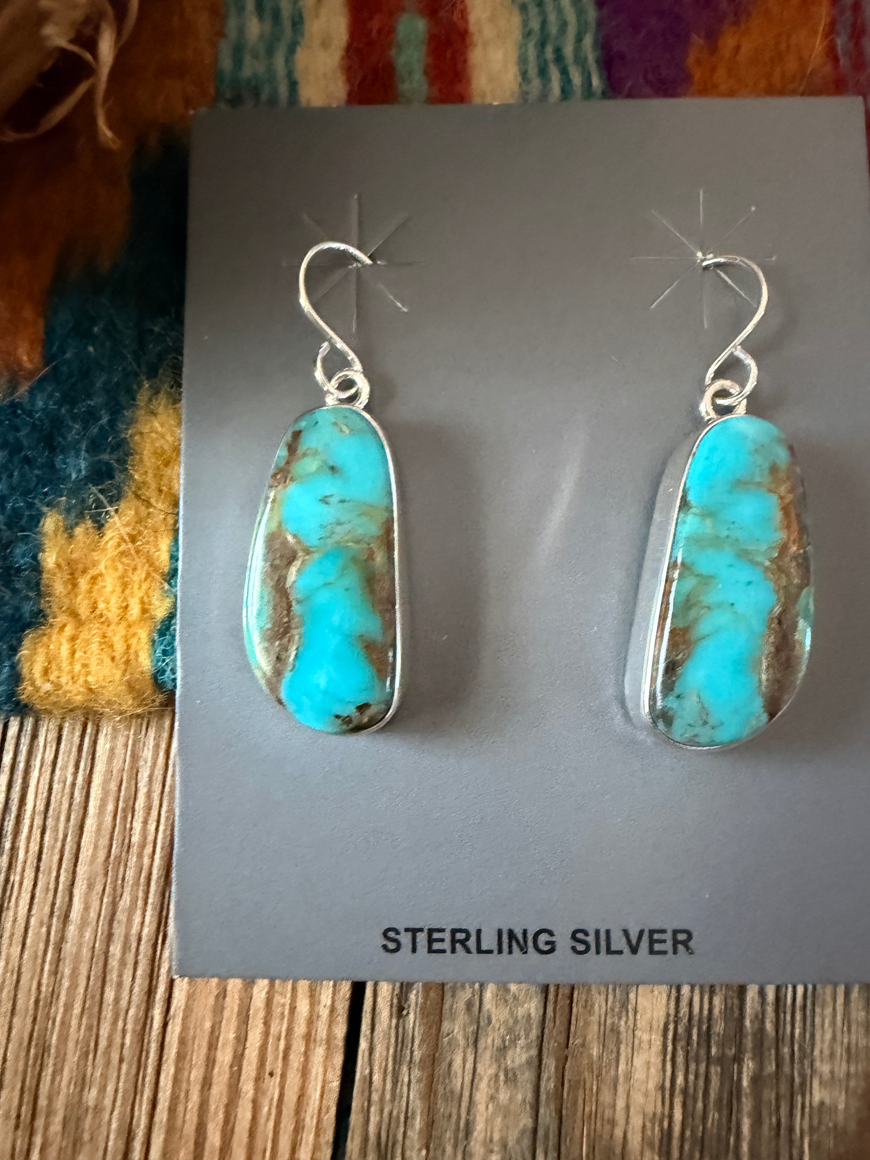 Handcrafted Turquoise & Sterling Silver Dangle Earrings