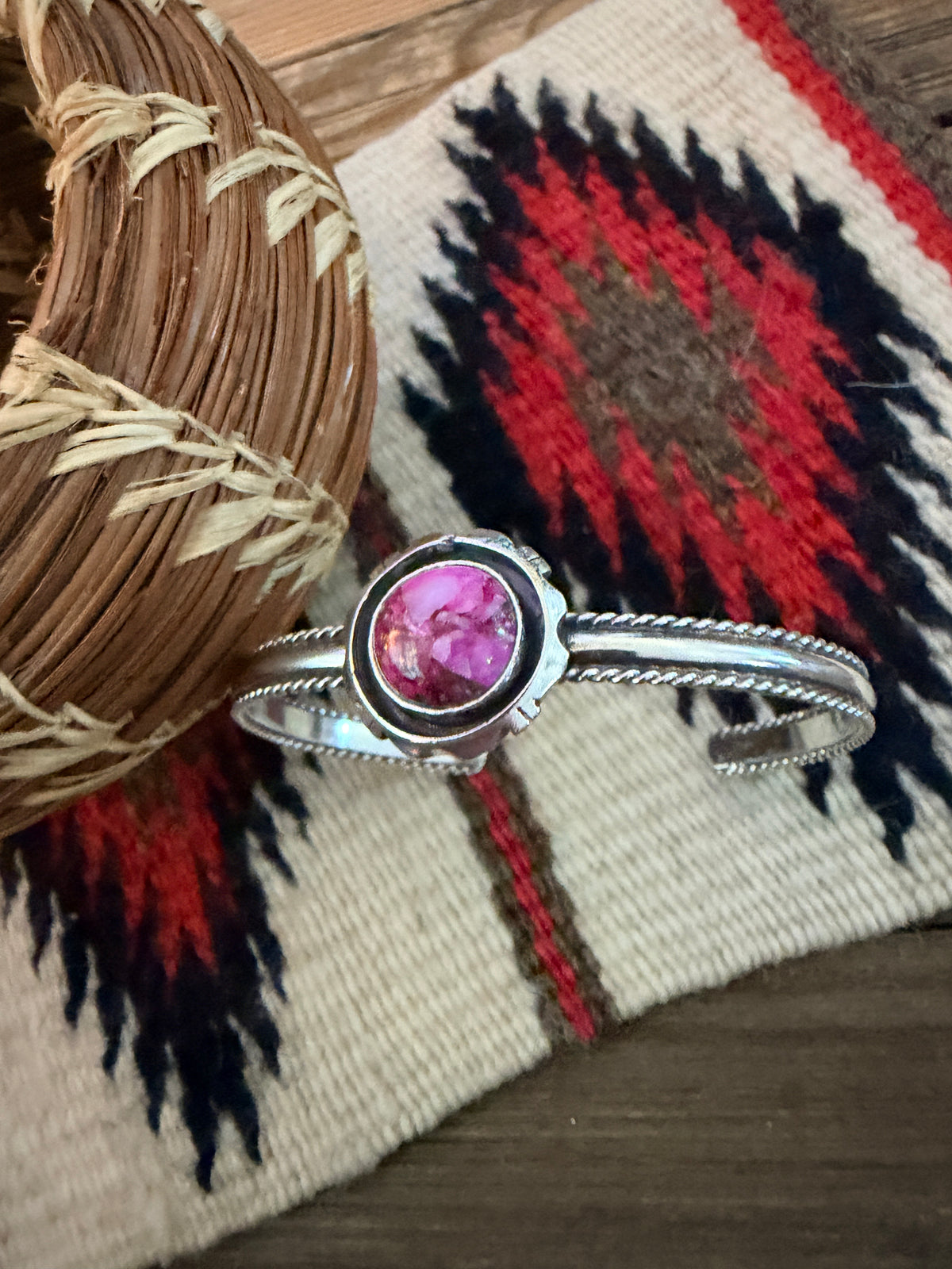 Handcrafted Pink Dream Mojave & Sterling Silver Cuff Bracelet