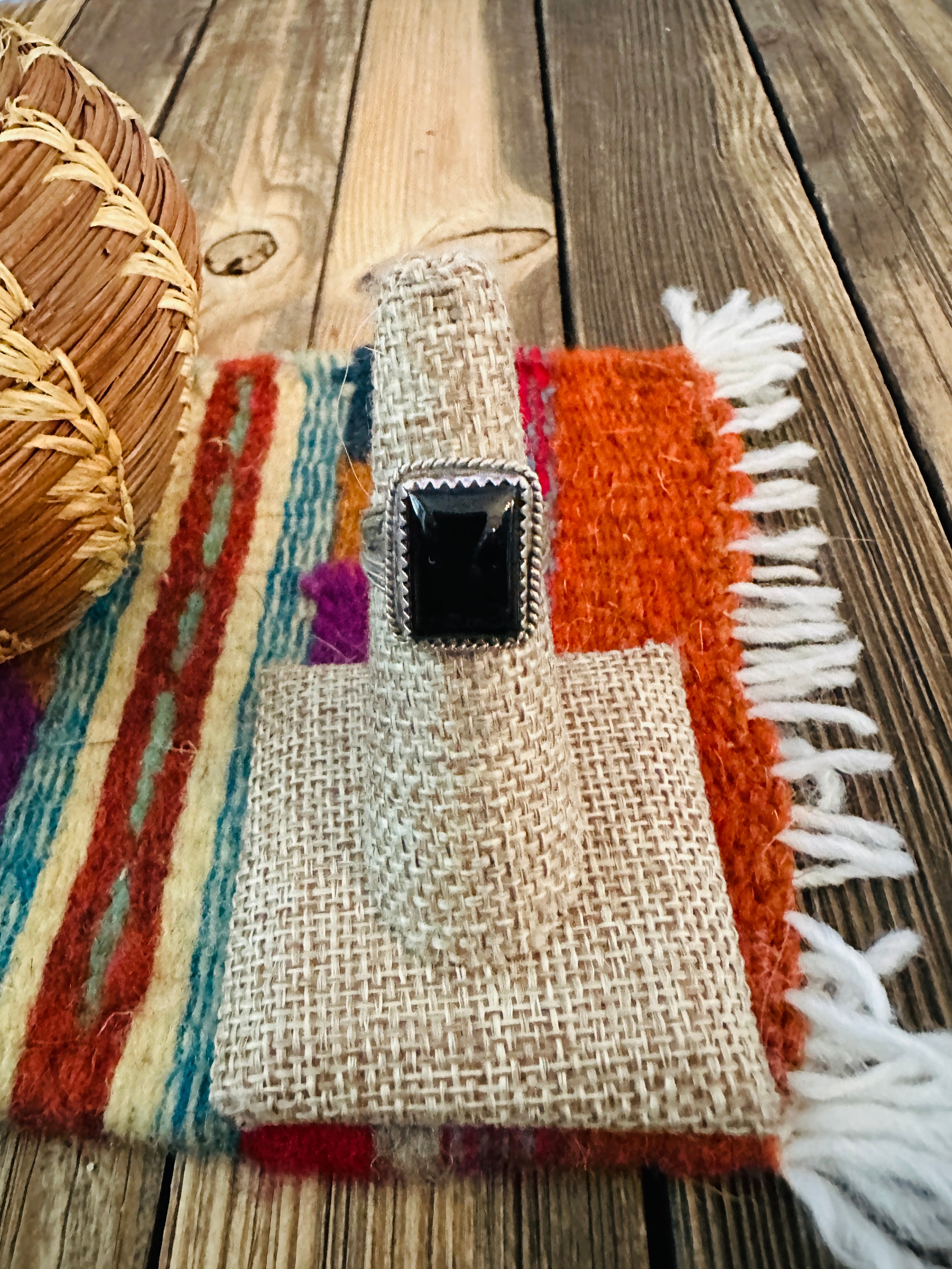 Handcrafted Black Onyx & Sterling Silver Ring Size 6