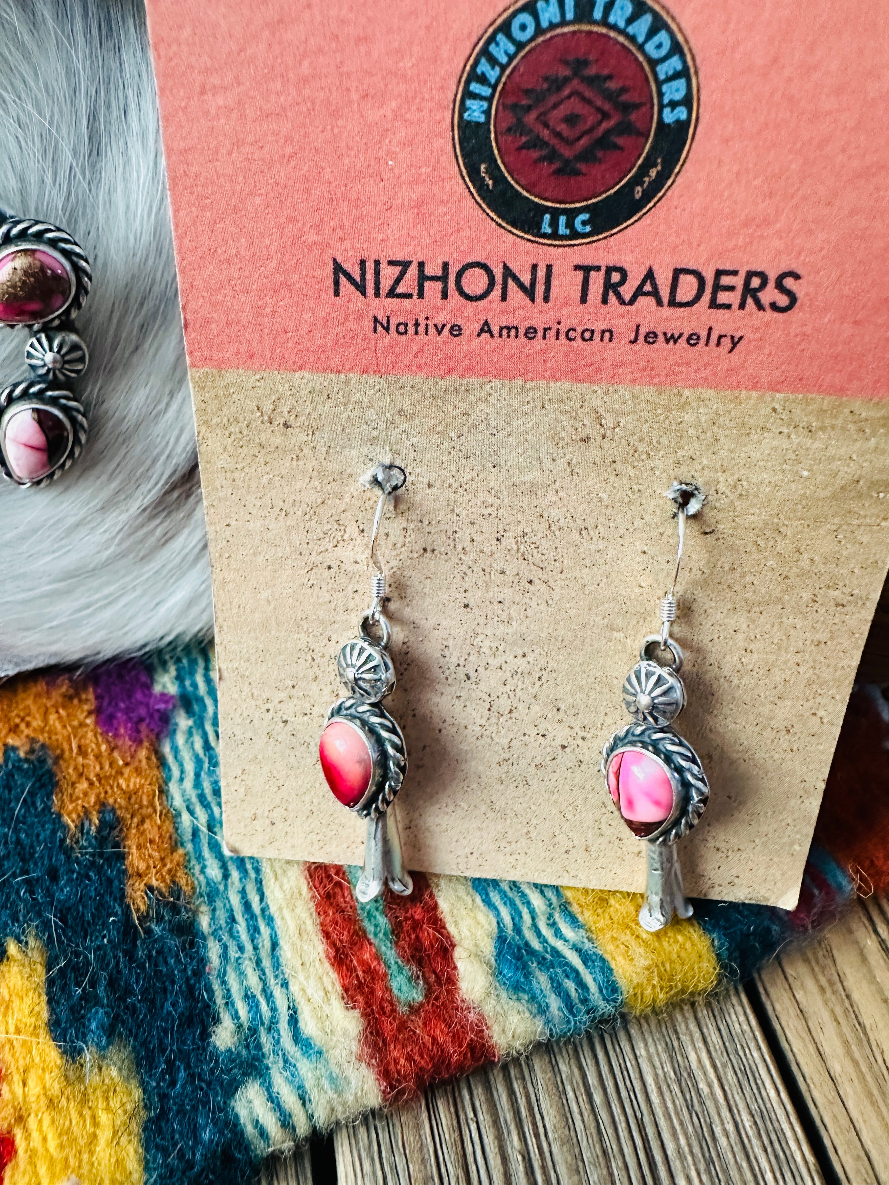 Handcrafted Sterling Silver & Rose Dahlia Squash Blossom Necklace Set