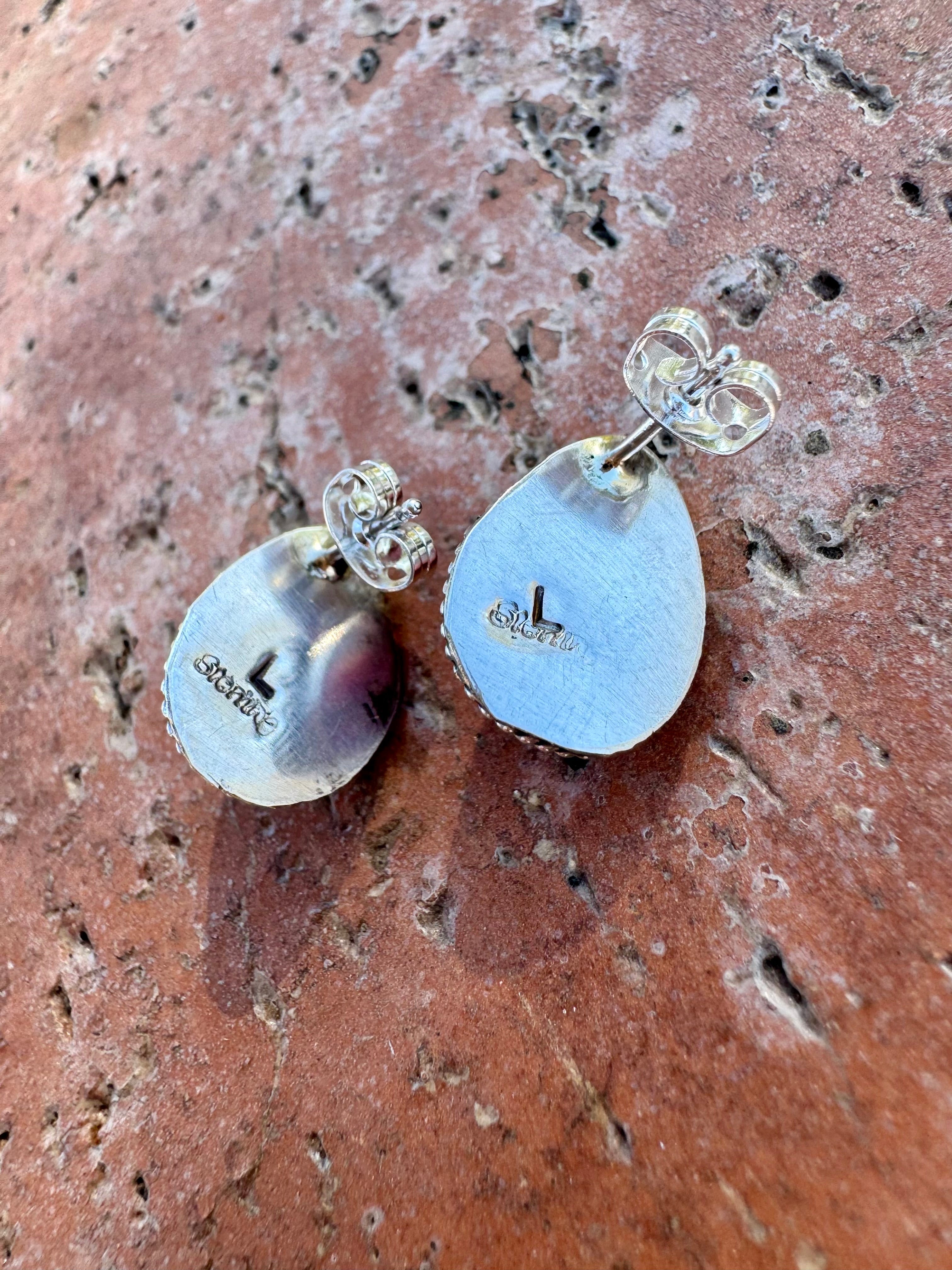 Handcrafted Sterling Silver & Rose Dahlia Stud Earrings