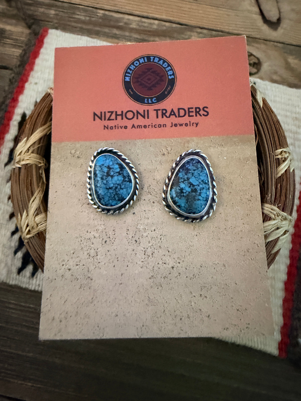 Handcrafted Turquoise & Sterling Silver Post Earrings