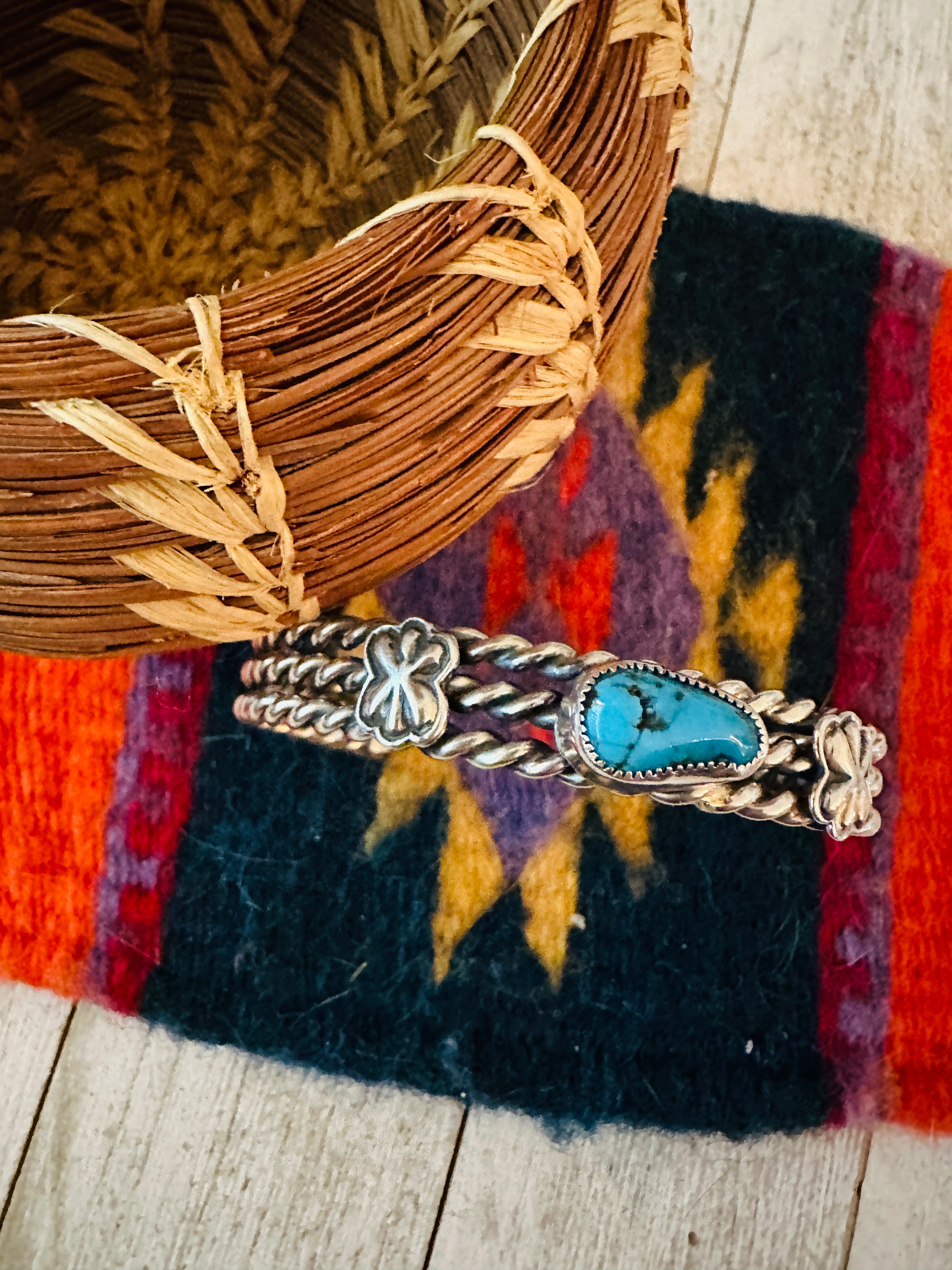 Navajo Sterling Silver & Turquoise Cuff Bracelet