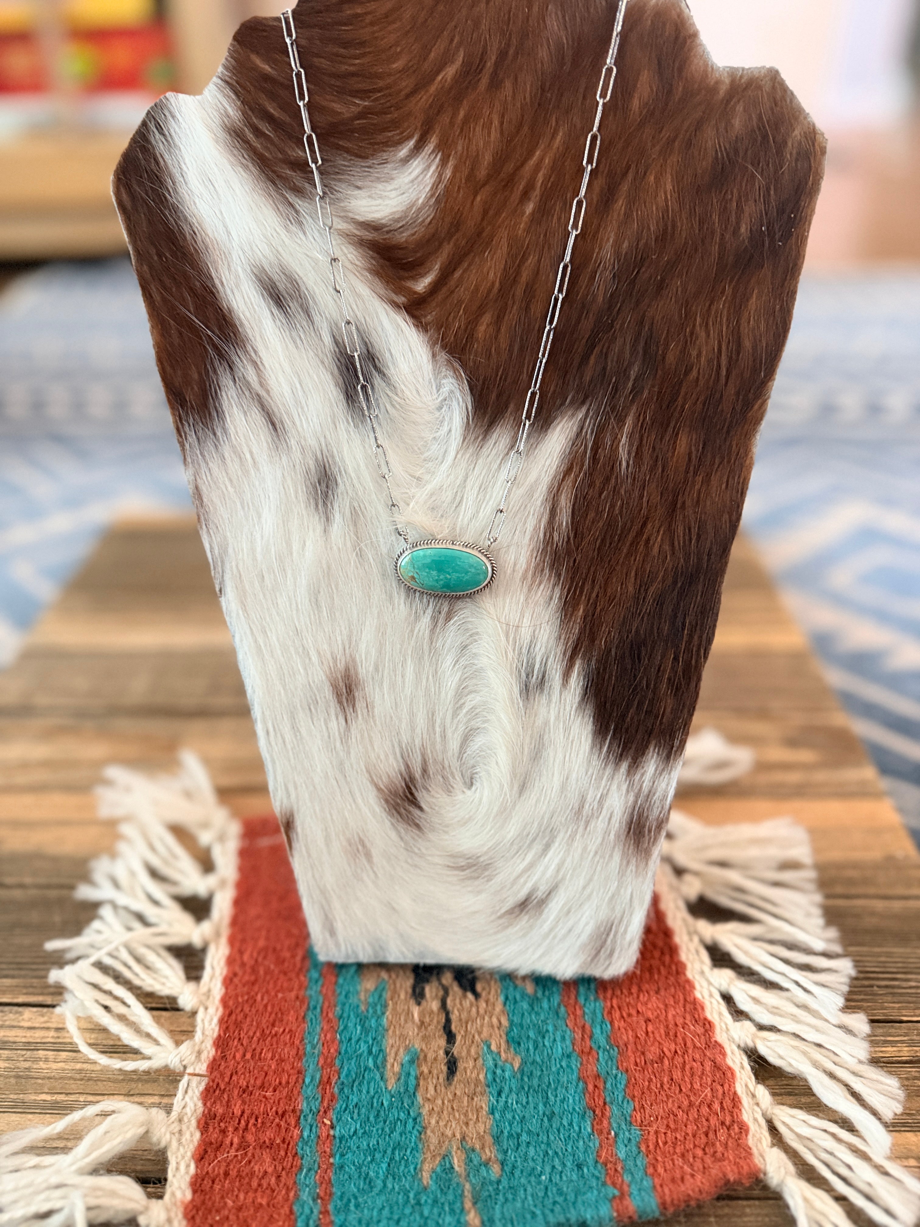 Handmade Sterling Silver & Tyrone Turquoise Necklace