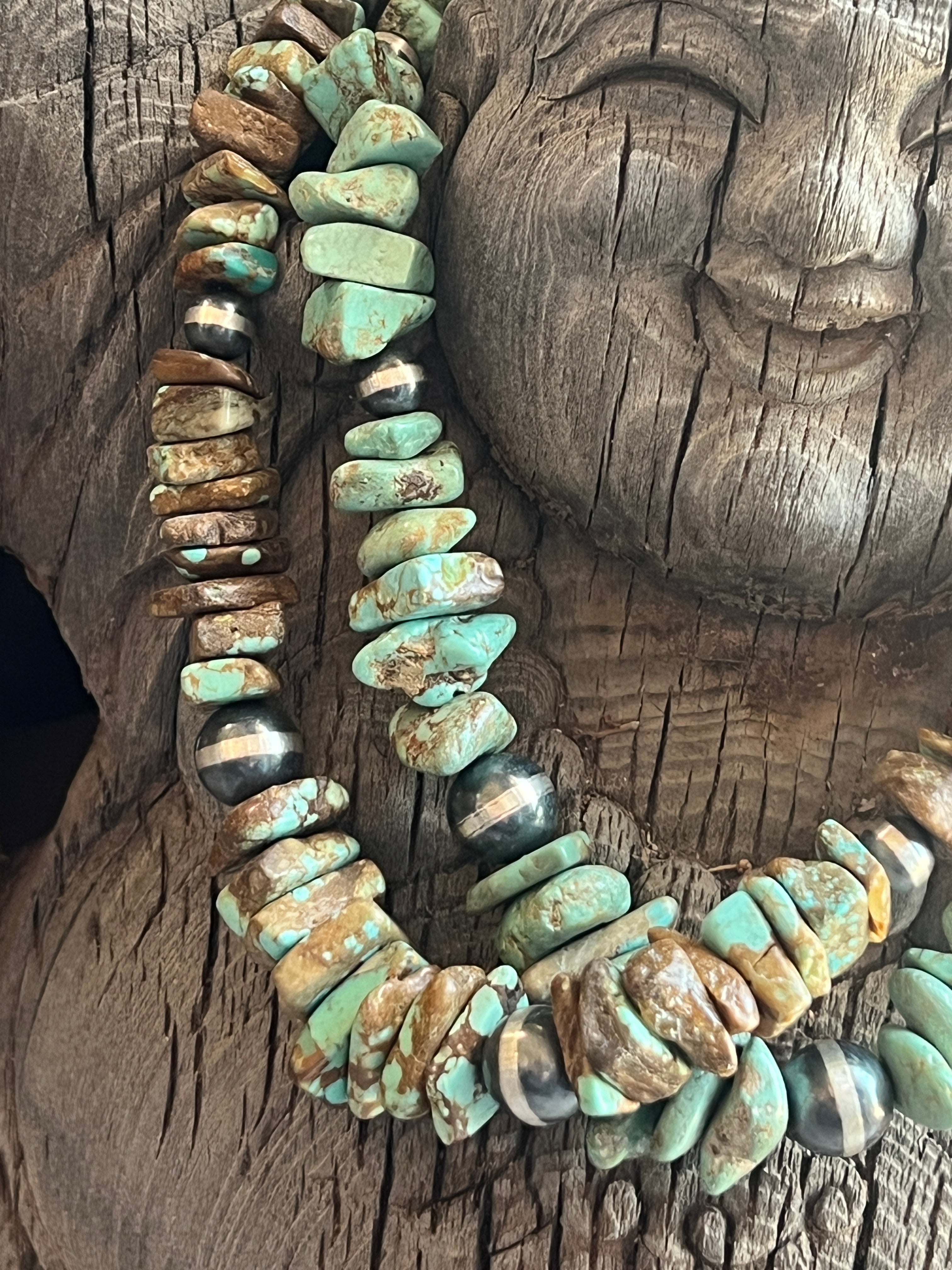 Handcrafted Turquoise & Sterling Silver Chunky Beaded Necklace