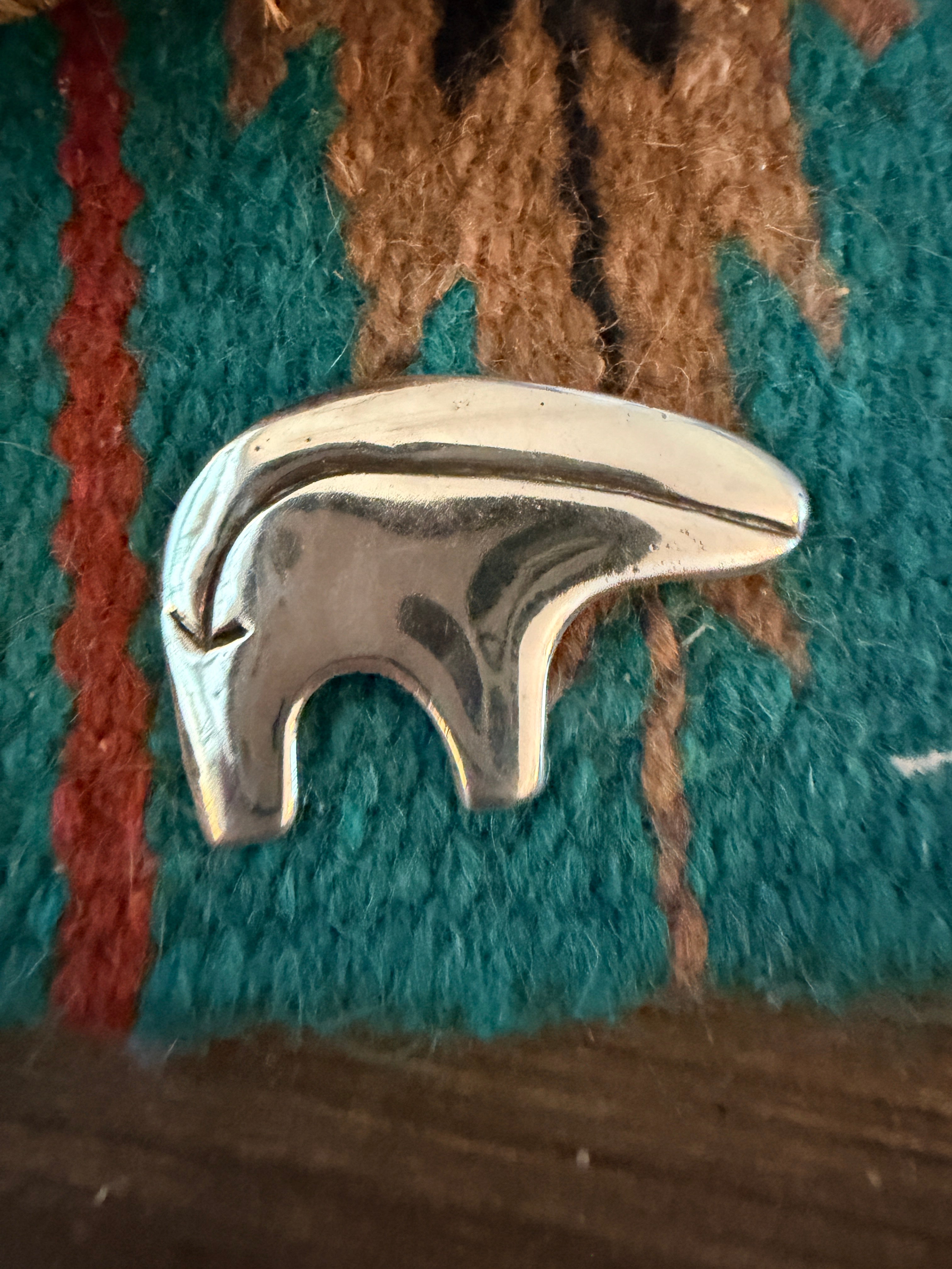 Old Pawn Handcrafted Sterling Silver Fetish Bear Brooch