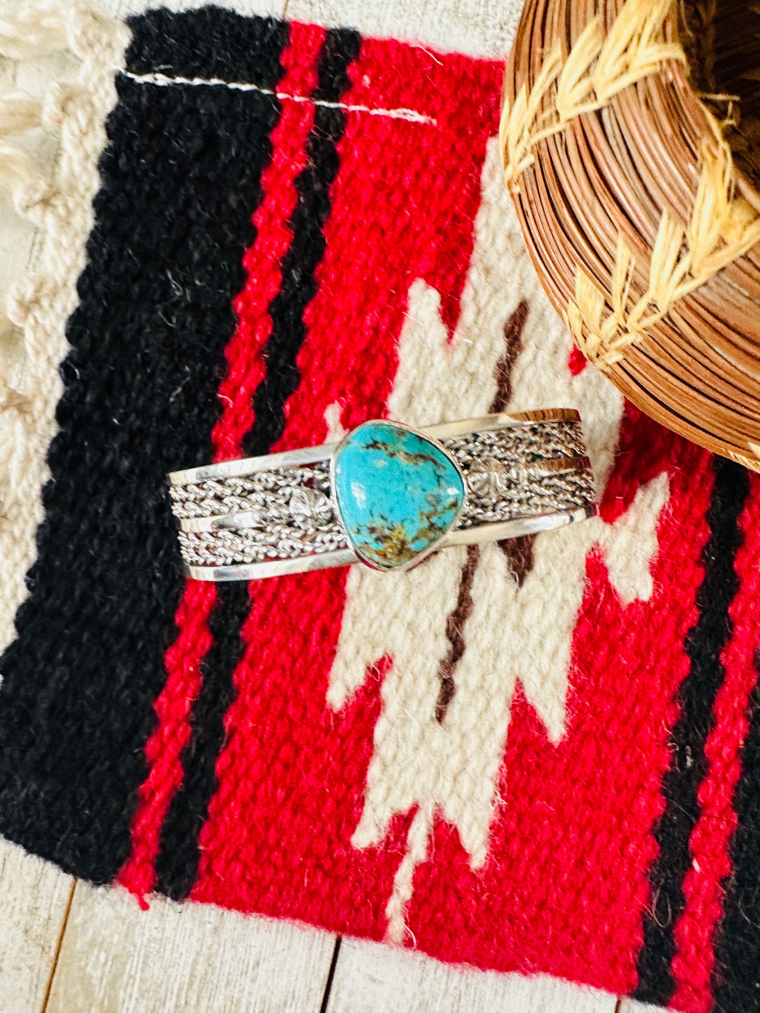 Navajo Sterling Silver & Turquoise Cuff Bracelet