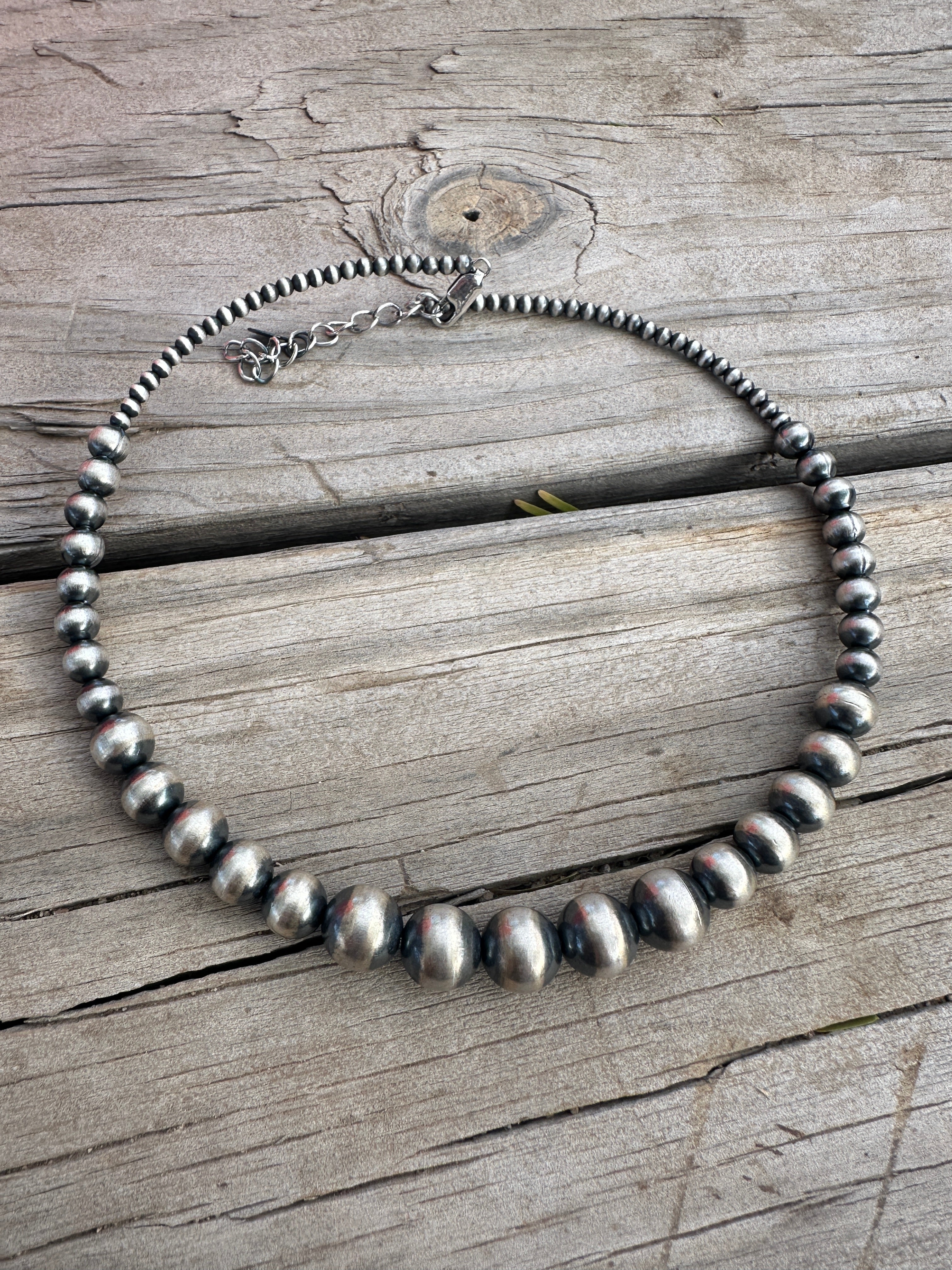 Handmade Handcrafted Pearl Style Sterling Silver Beaded Wrap Choker Necklace