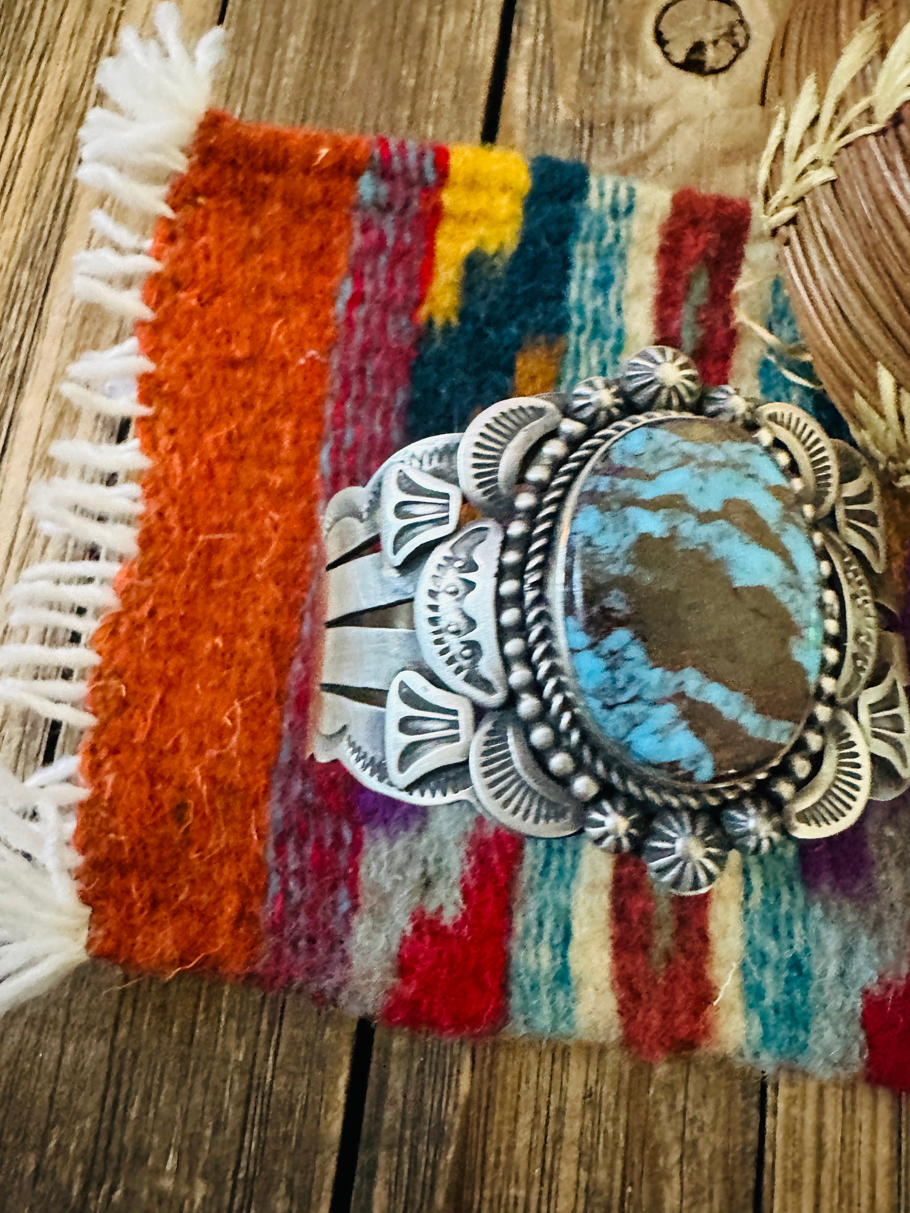 Handcrafted Egyptian Turquoise & Sterling Silver Cuff Bracelet by Randall Endito