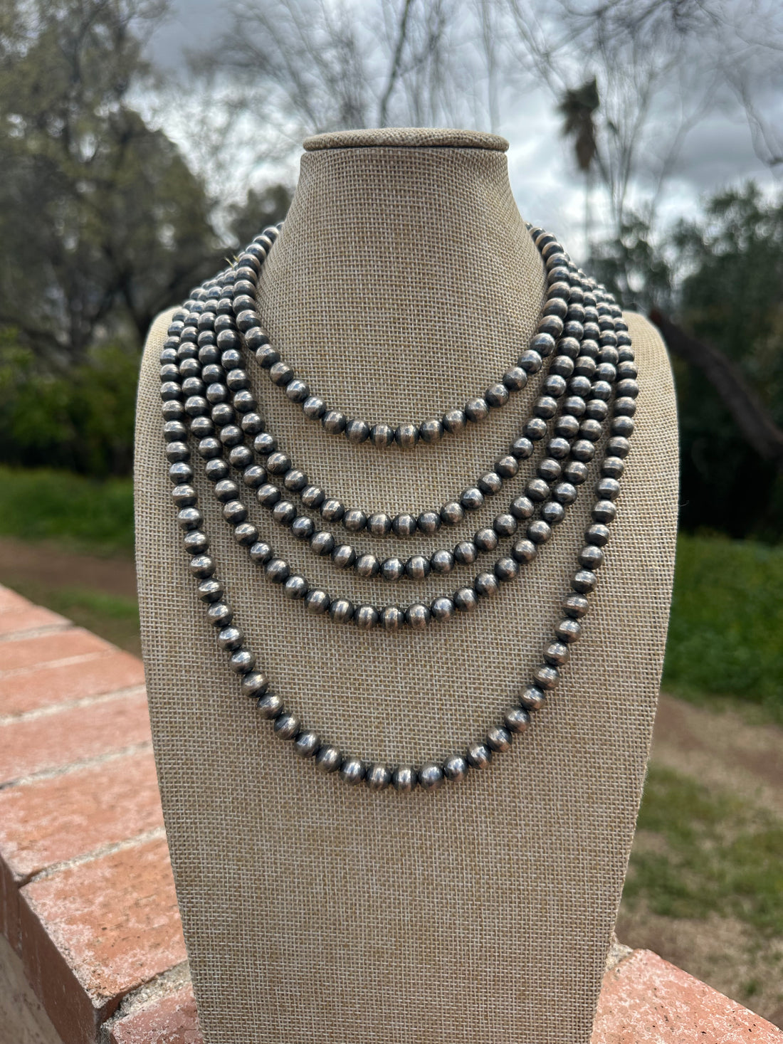 Handmade 8mm Sterling Silver Pearl Style Beaded Necklace w/ 2 inch extender