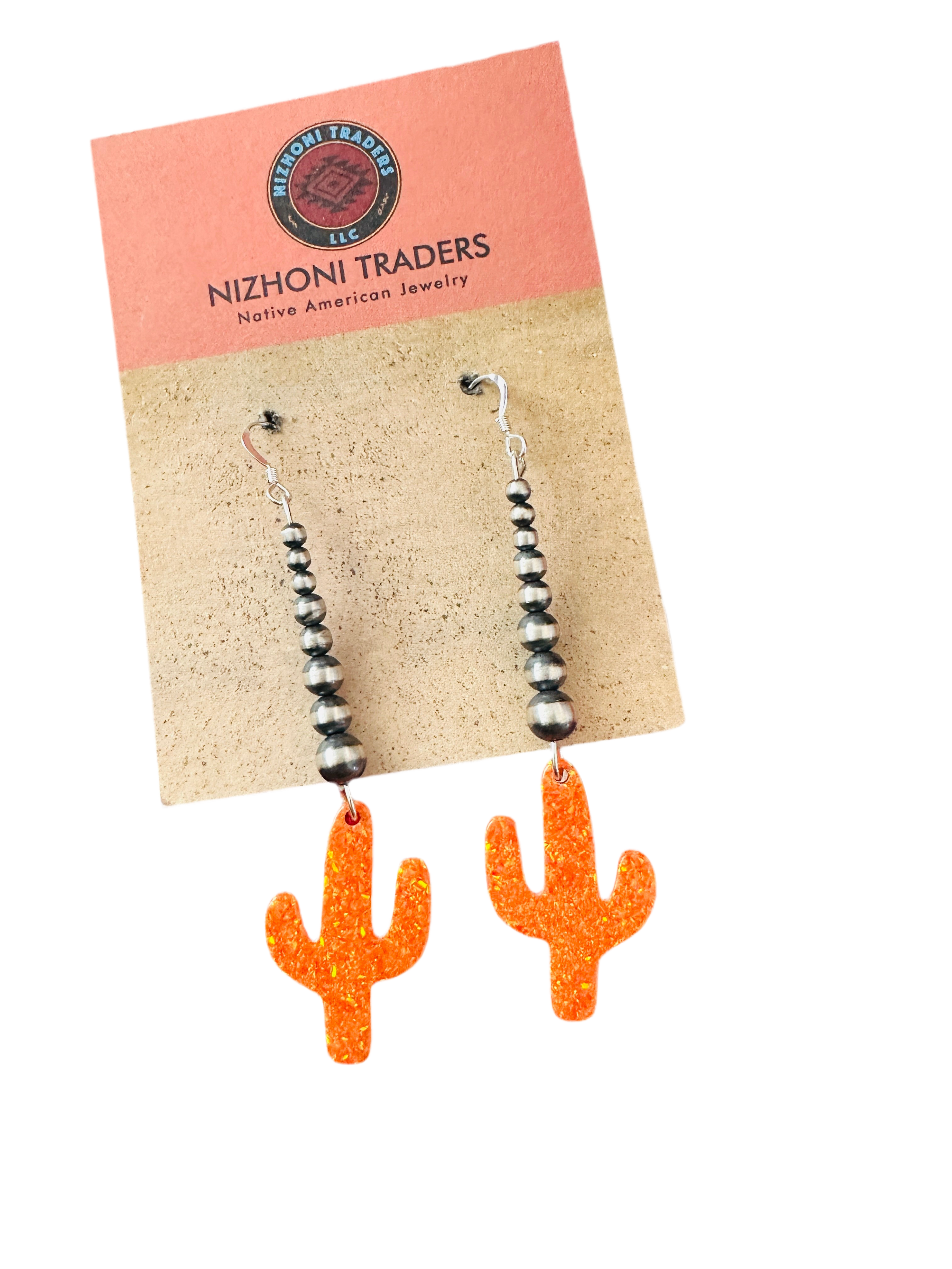 Summer Lovin’ Sterling Silver Pearl Beaded Opal Cactus Dangle Earrings