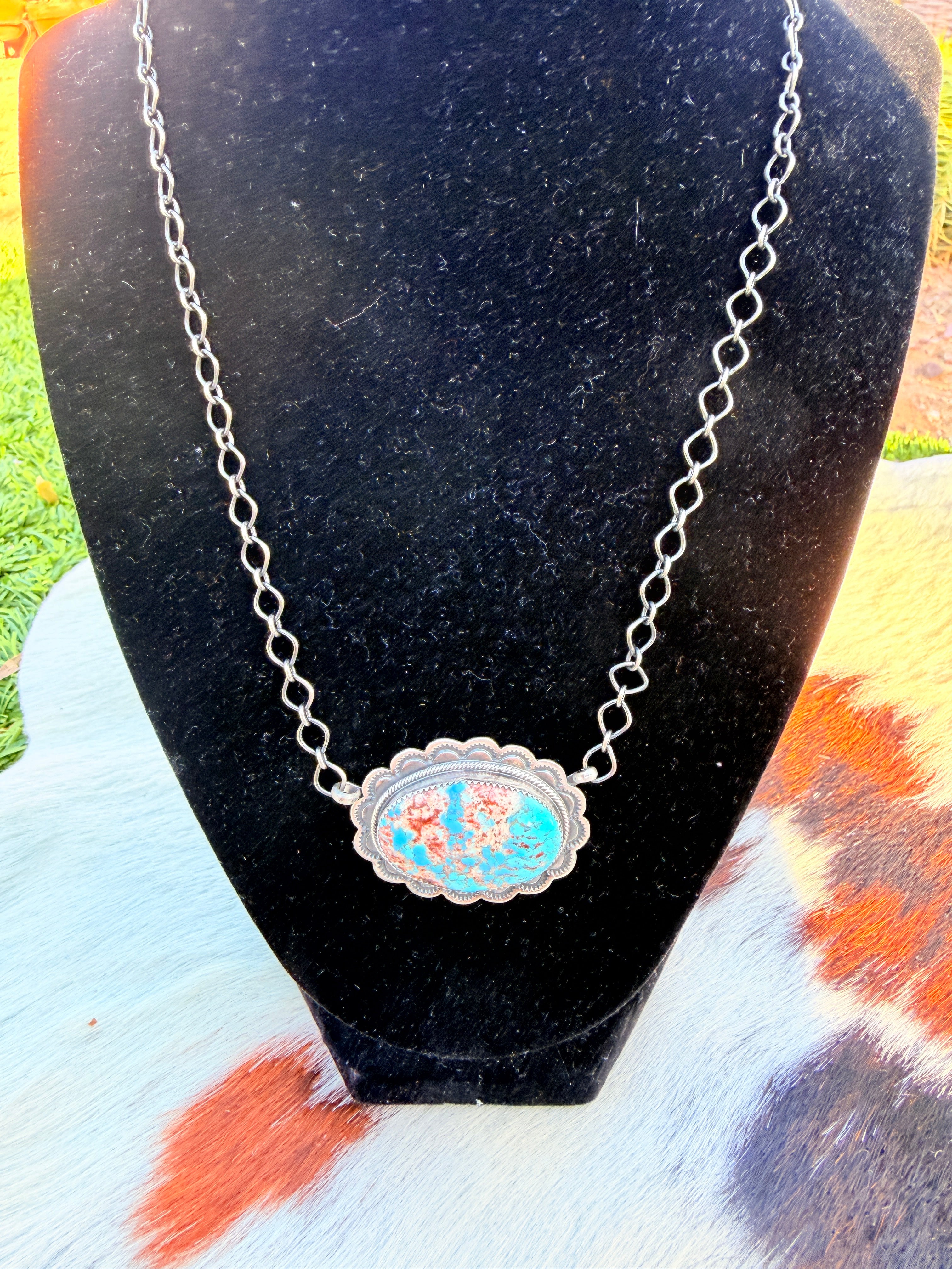 Handcrafted Golden Hills Turquoise & Sterling Silver Necklace
