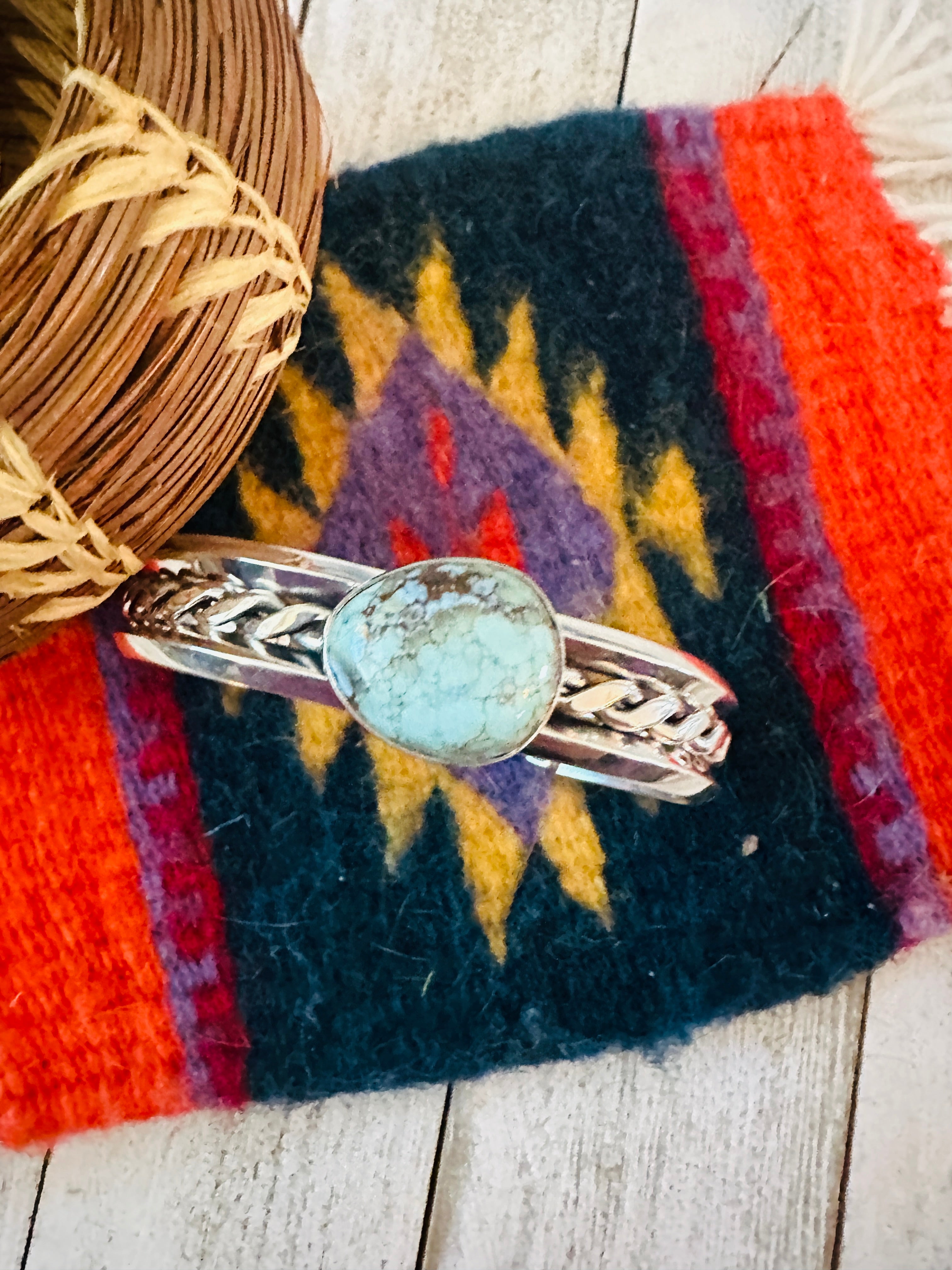 Navajo Sterling Silver & Turquoise Cuff Bracelet