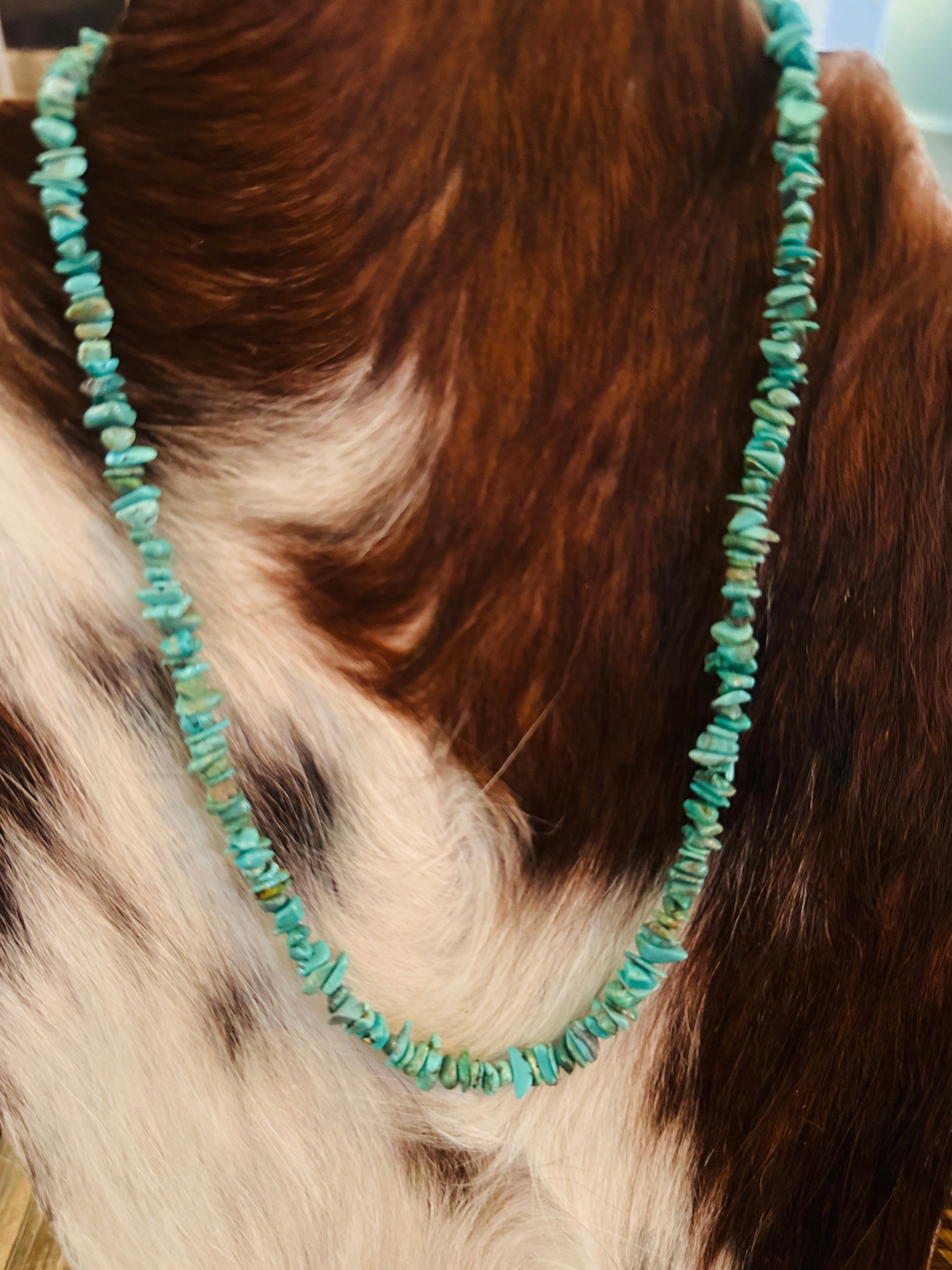 Handcrafted Turquoise & Sterling Silver 18” Beaded Necklace