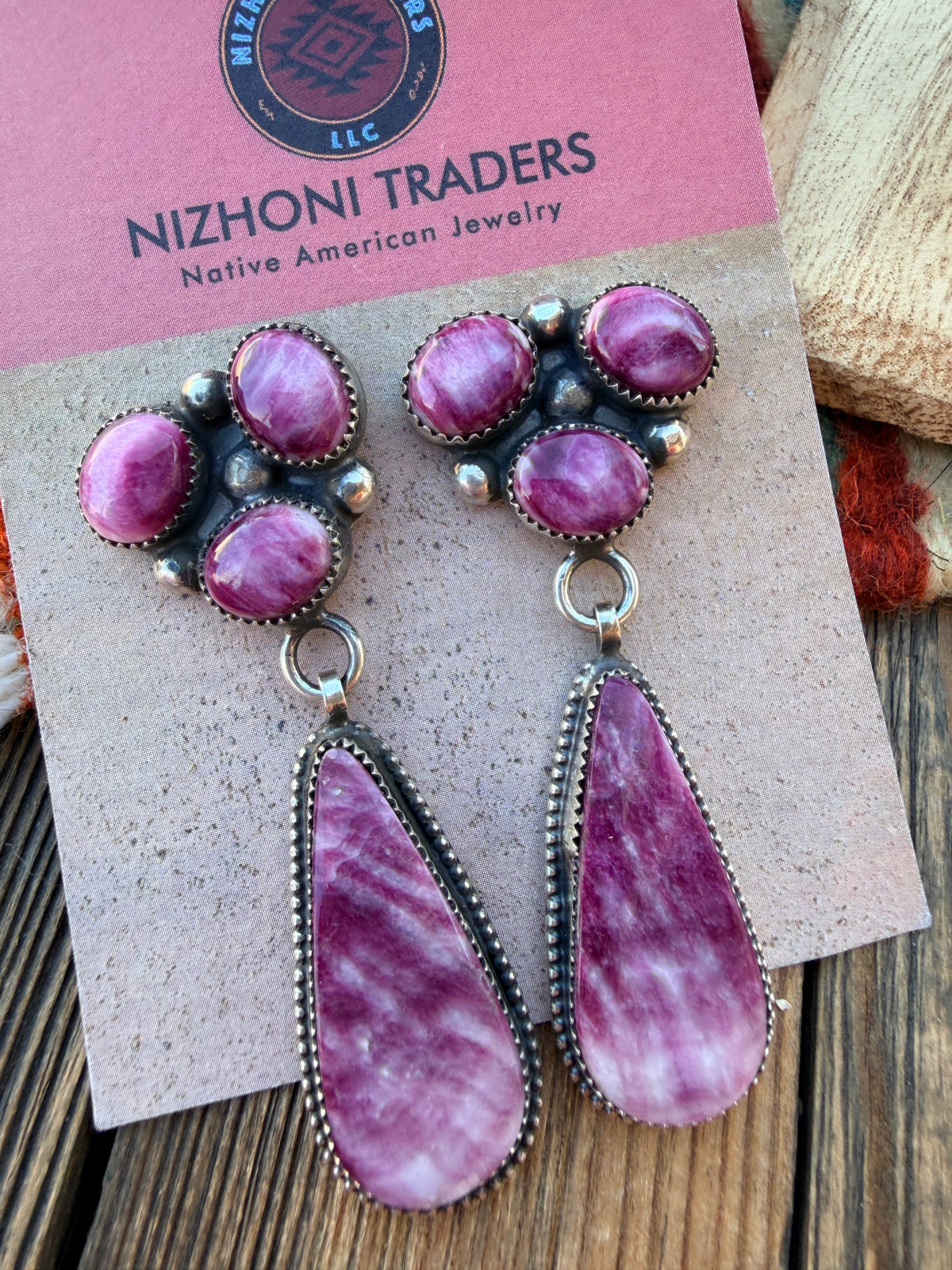 Handcrafted Purple Spiny Oyster & Sterling Silver Earring & Ring Set by Readda Begay