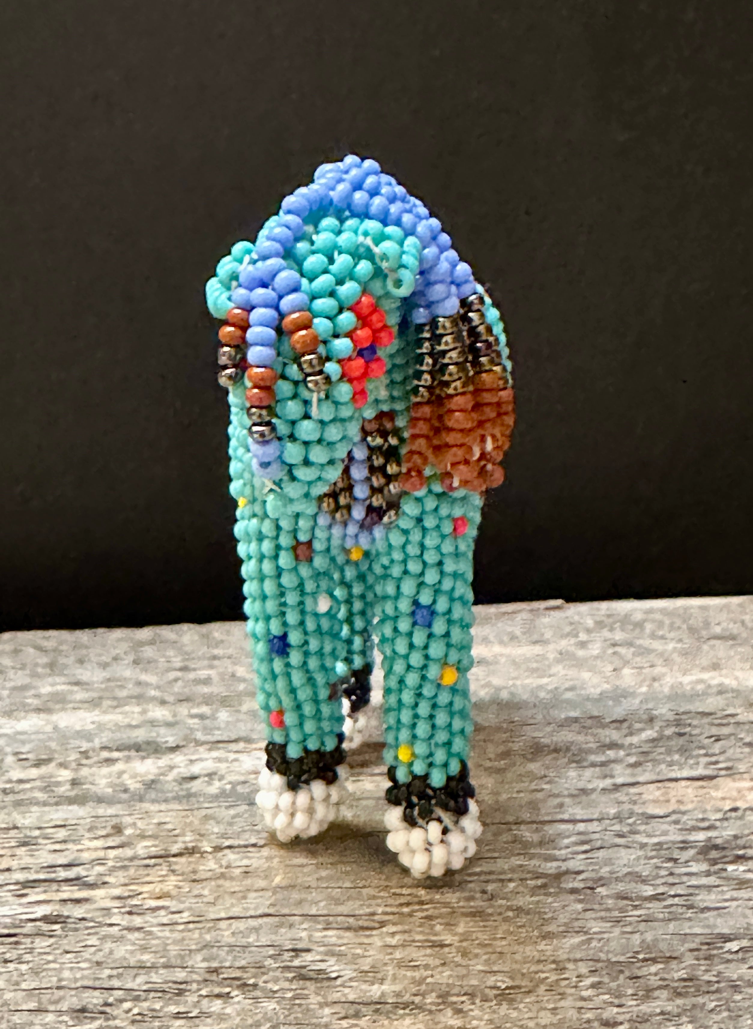 Handmade Peyote Stitched Horse Figurine- Turquoise 6