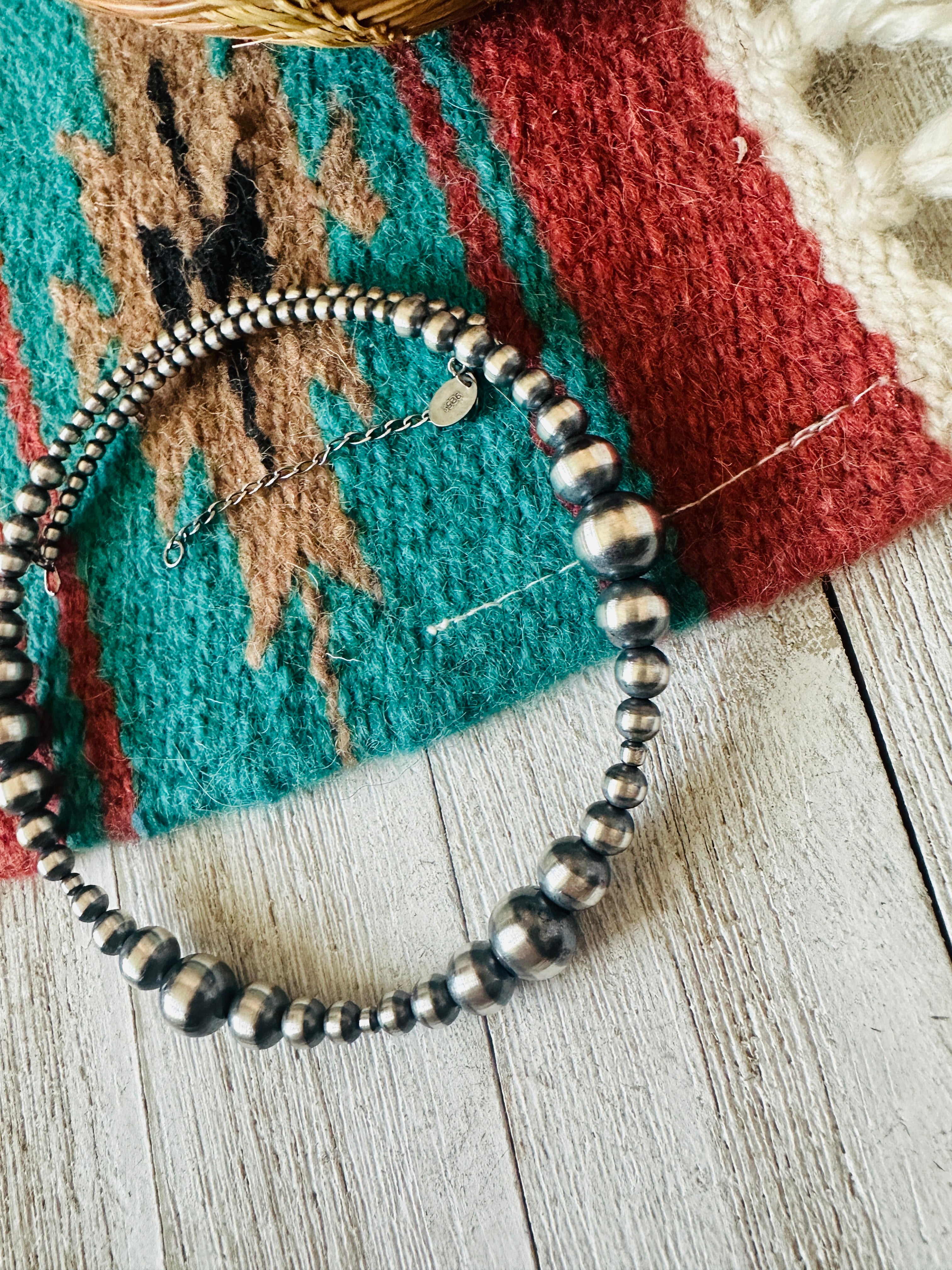 Navajo Sterling Silver Beaded Wrap Choker Necklace