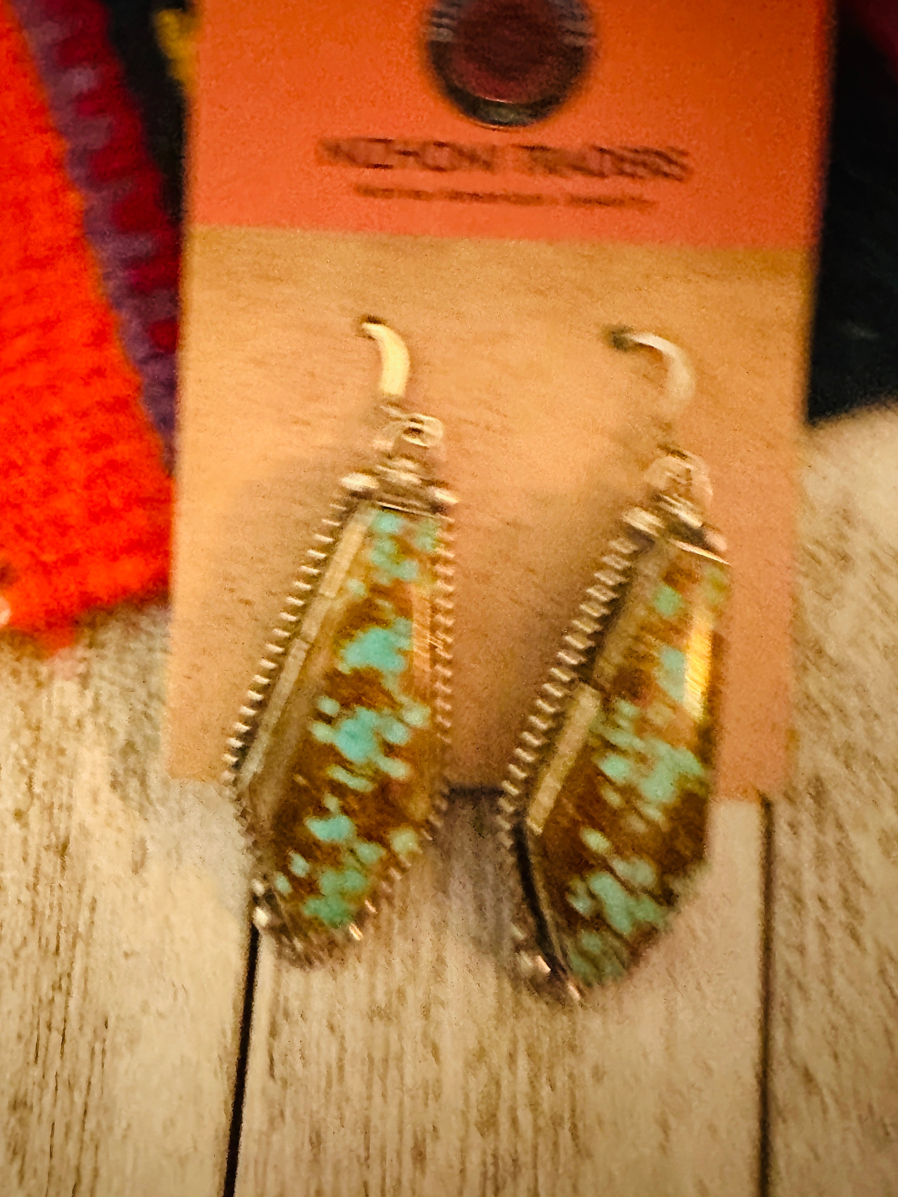 Navajo Number 8 Turquoise And Sterling Silver Dangle Earrings