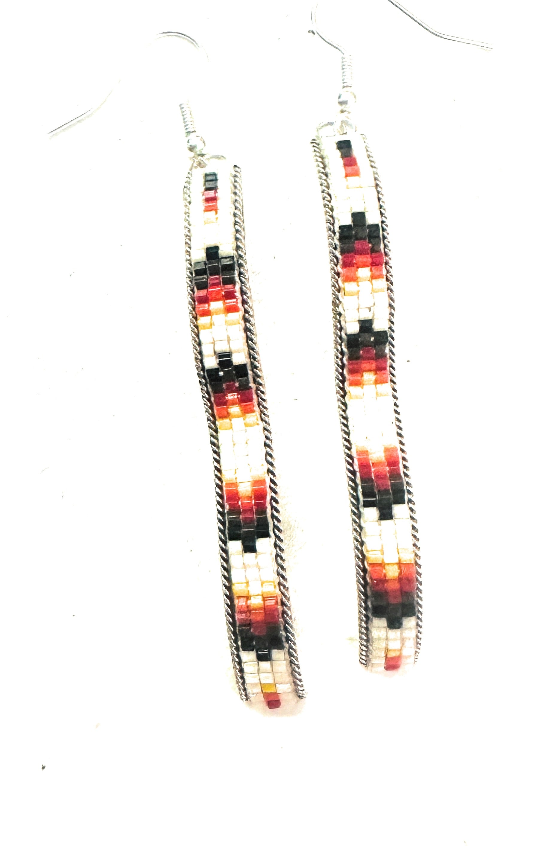 Navajo Handmade Multicolor Beaded Dangle Earrings