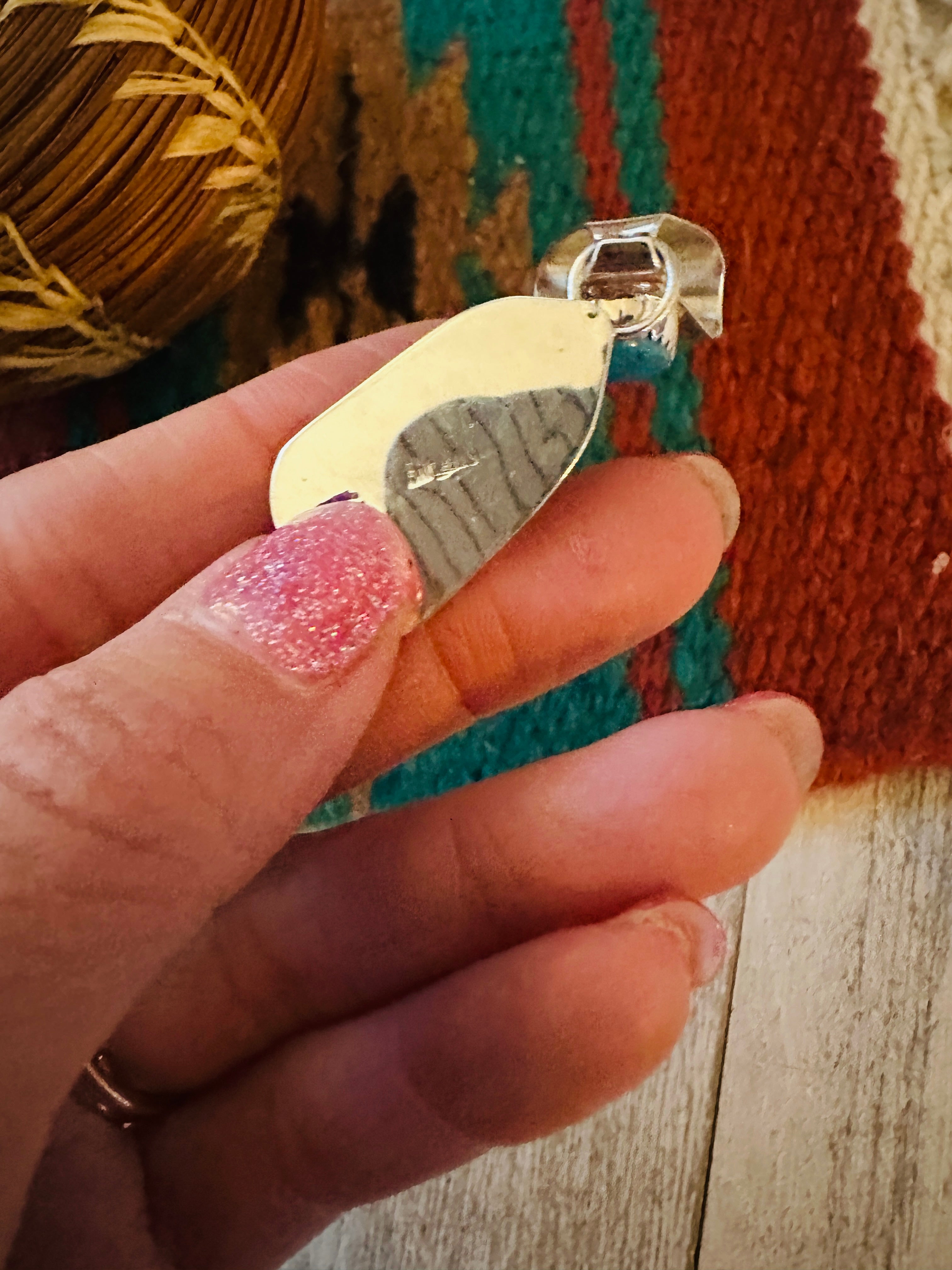 Navajo Turquoise, Spiny & Sterling Silver Pendant