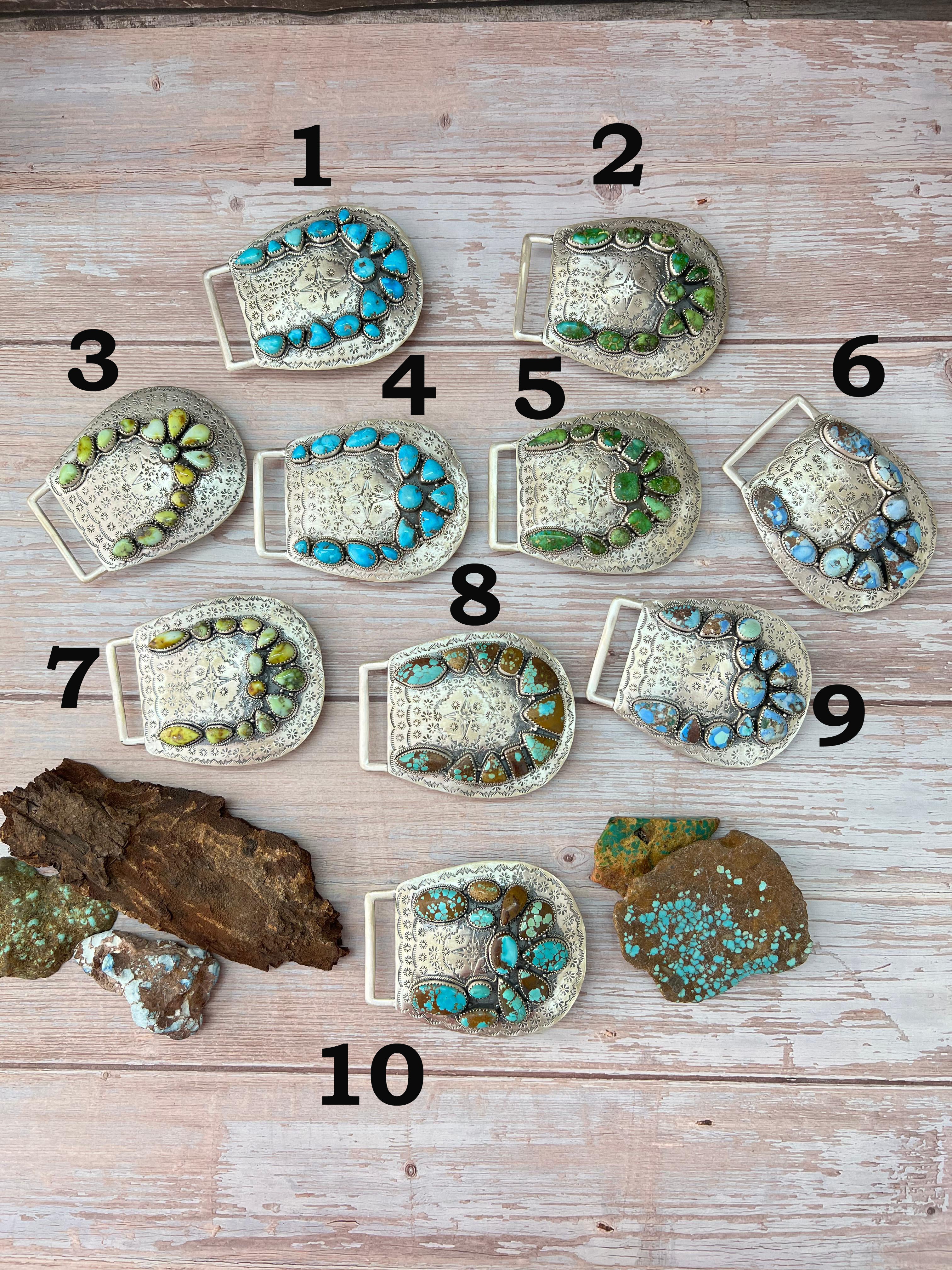 Handmade Sterling Silver Multi Stone Buckle with Signed Nizhoni