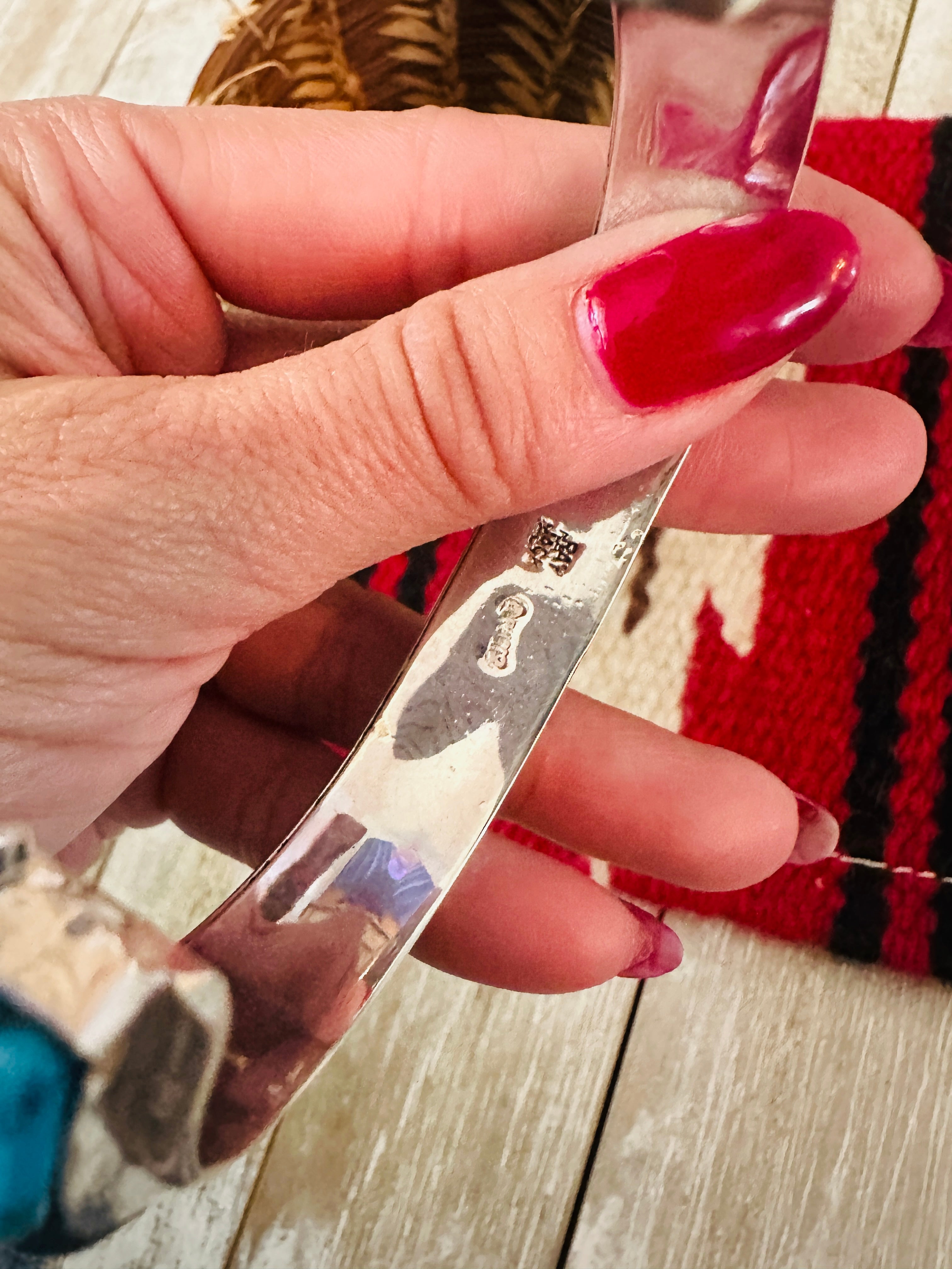 Handcrafted Multi Stone & Sterling Silver Inlay Cuff Bracelet by Ray Jack