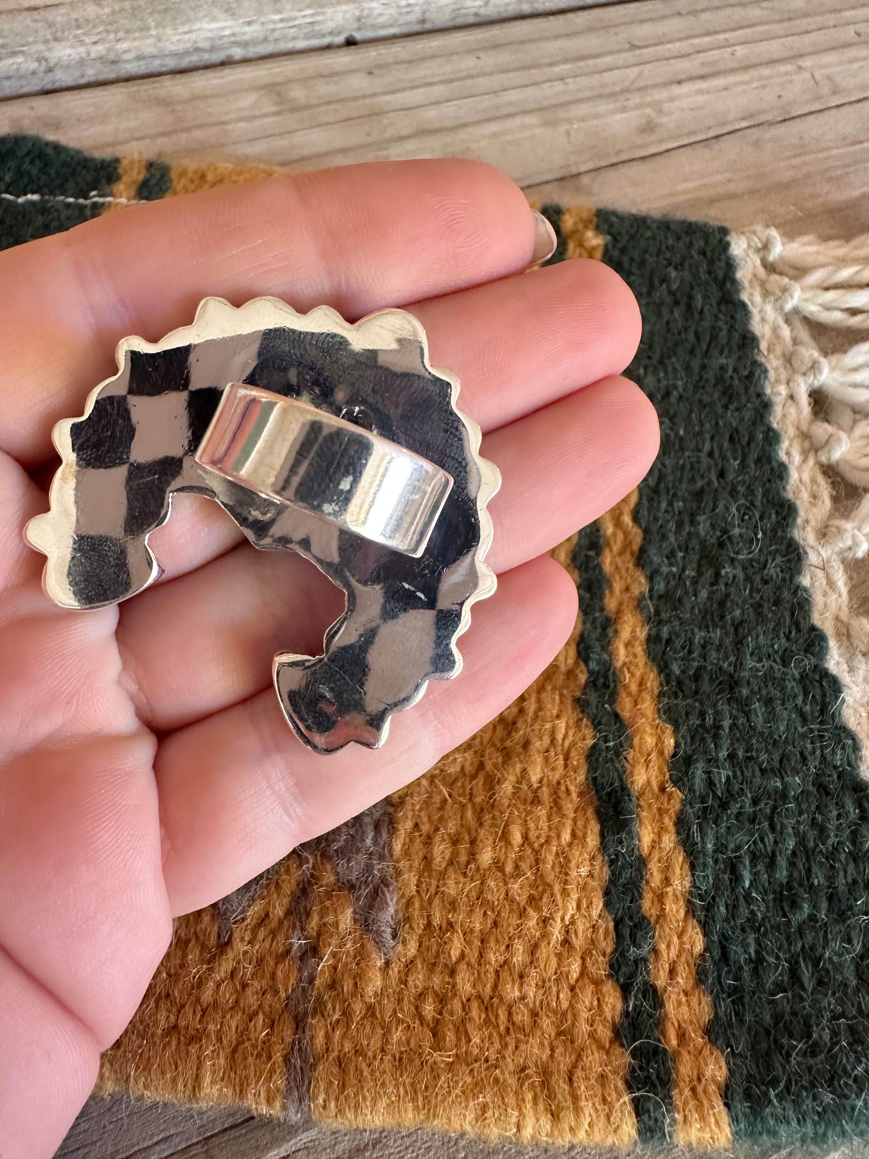 Beautiful Handmade Pink Dream Mojave, Wild Horse And Sterling Silver Adjustable Naja Ring