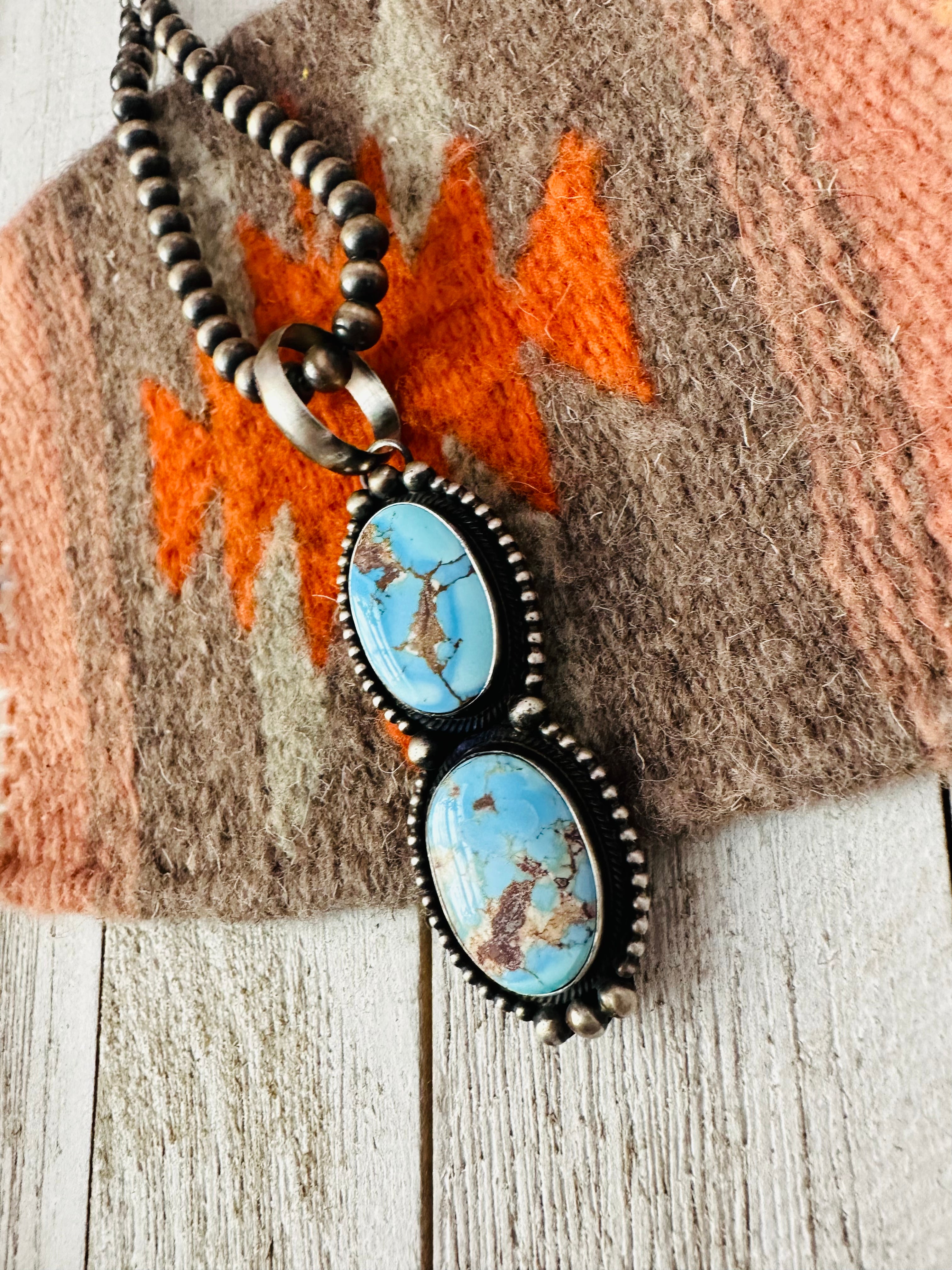 Navajo Golden Hills Turquoise & Sterling Silver Pendant