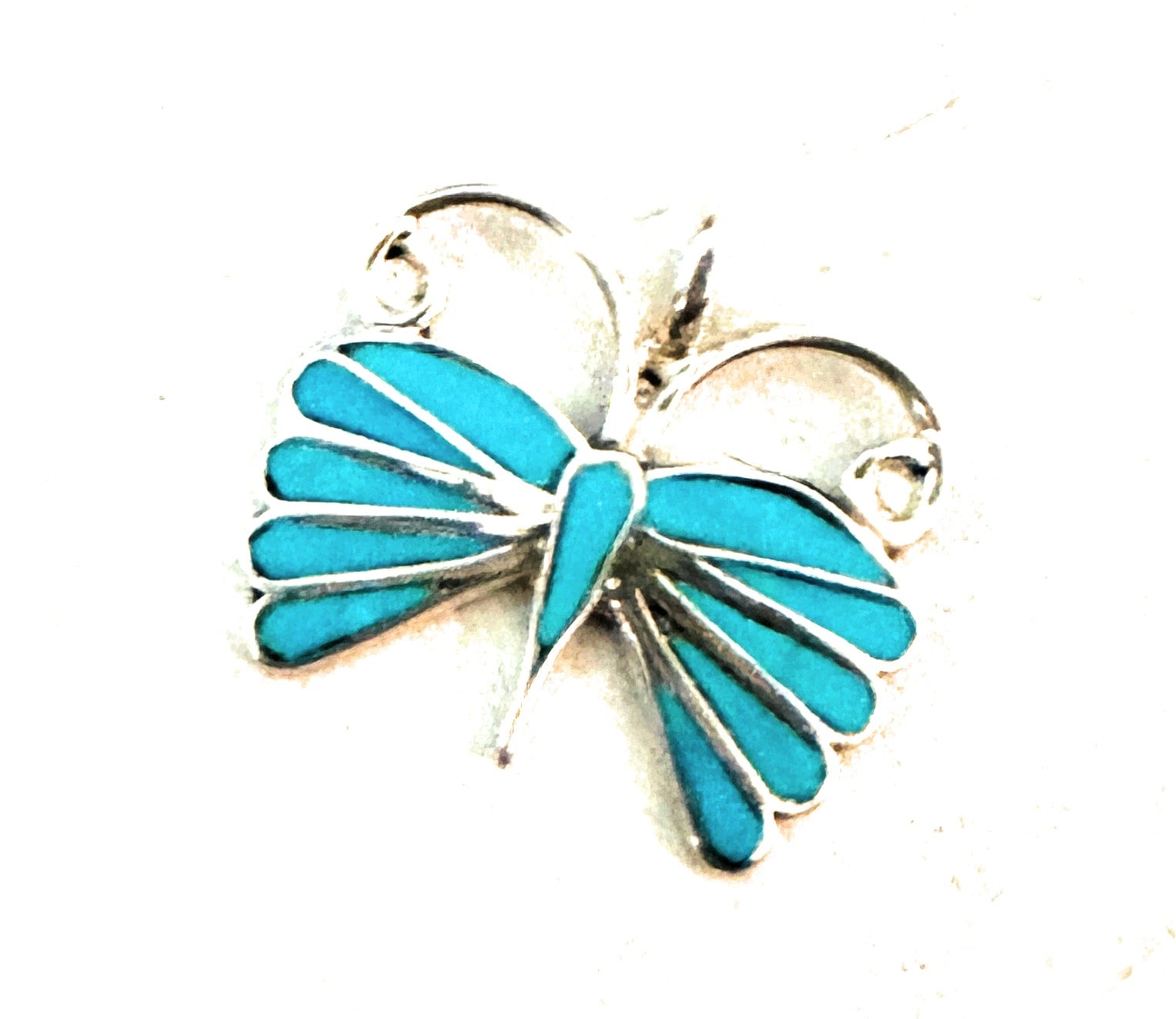 Navajo Sterling Silver & Turquoise Inlay Butterfly Pendant