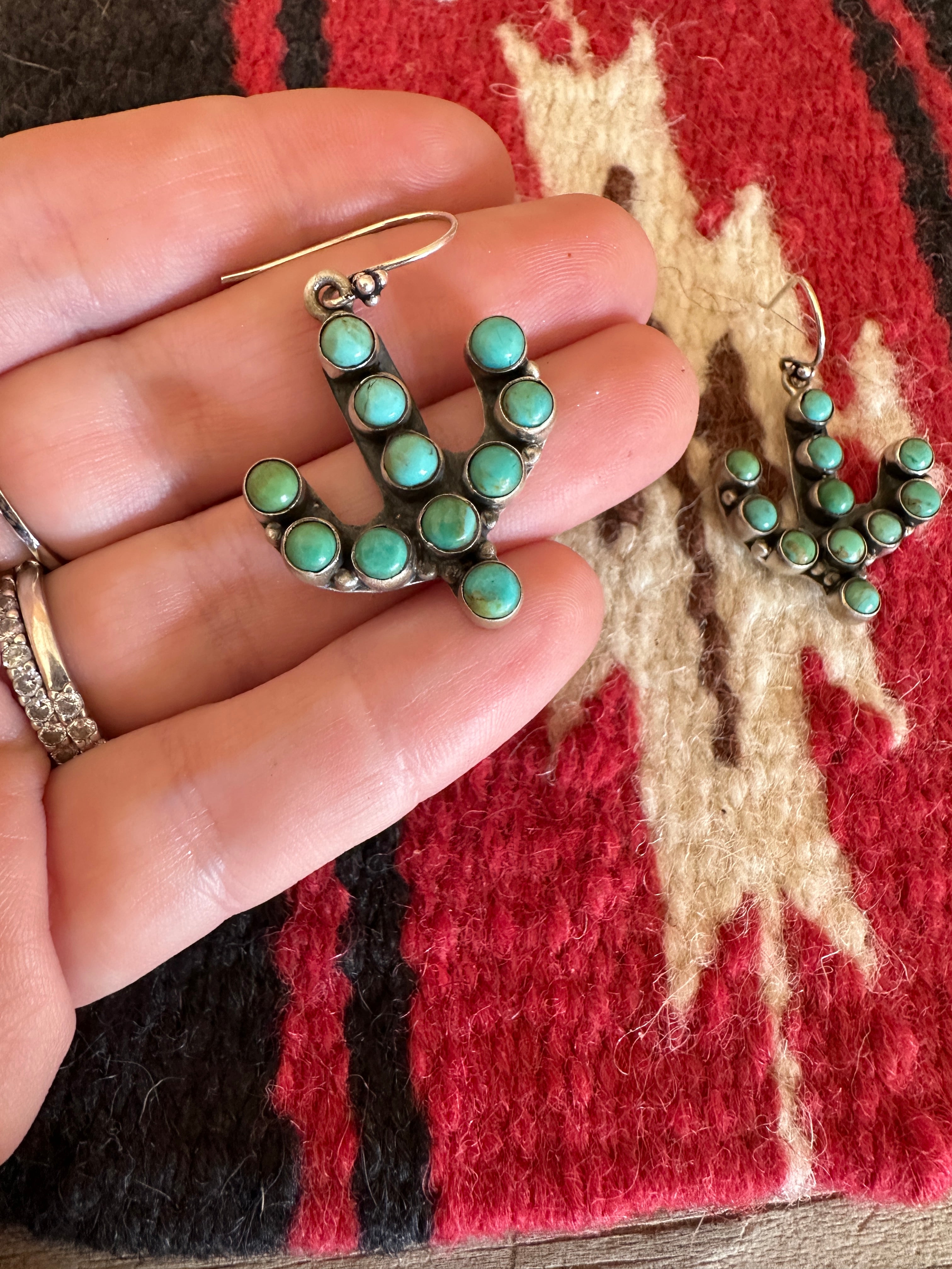 Handmade Sterling Silver & Turquoise Saguaro Cactus Earrings