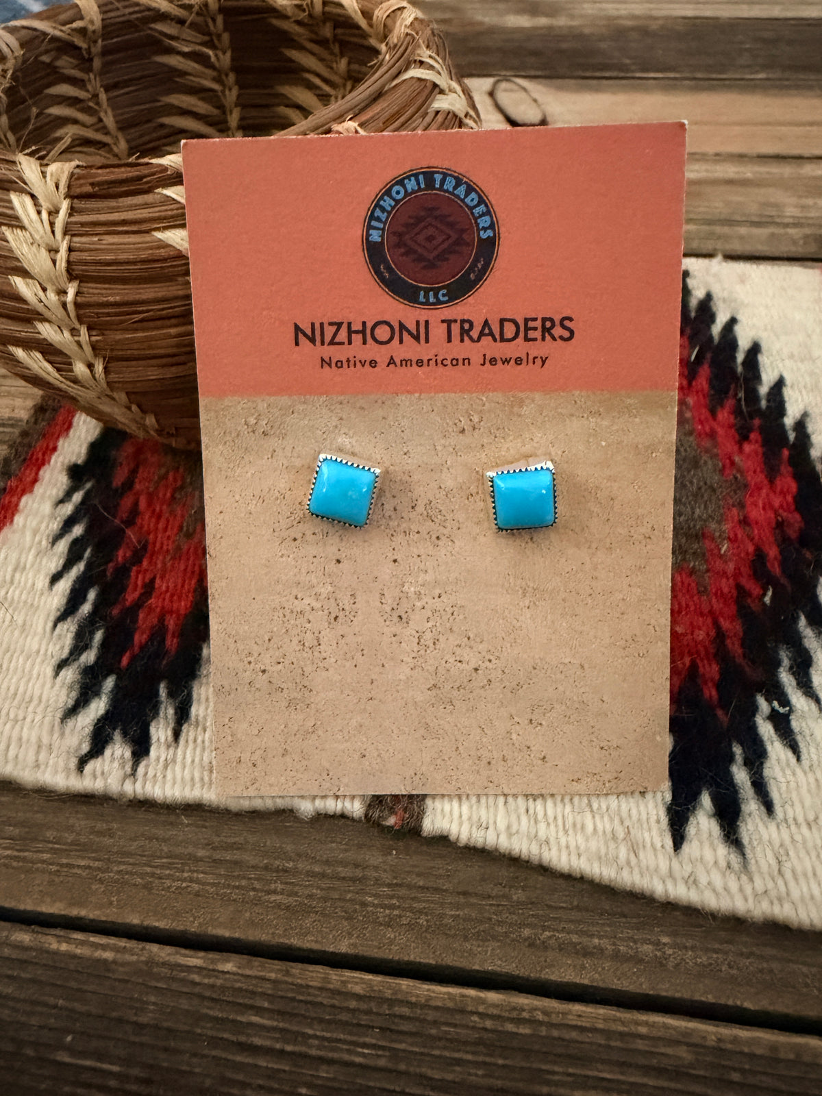 Handcrafted Sterling Silver & Turquoise Stud Earrings