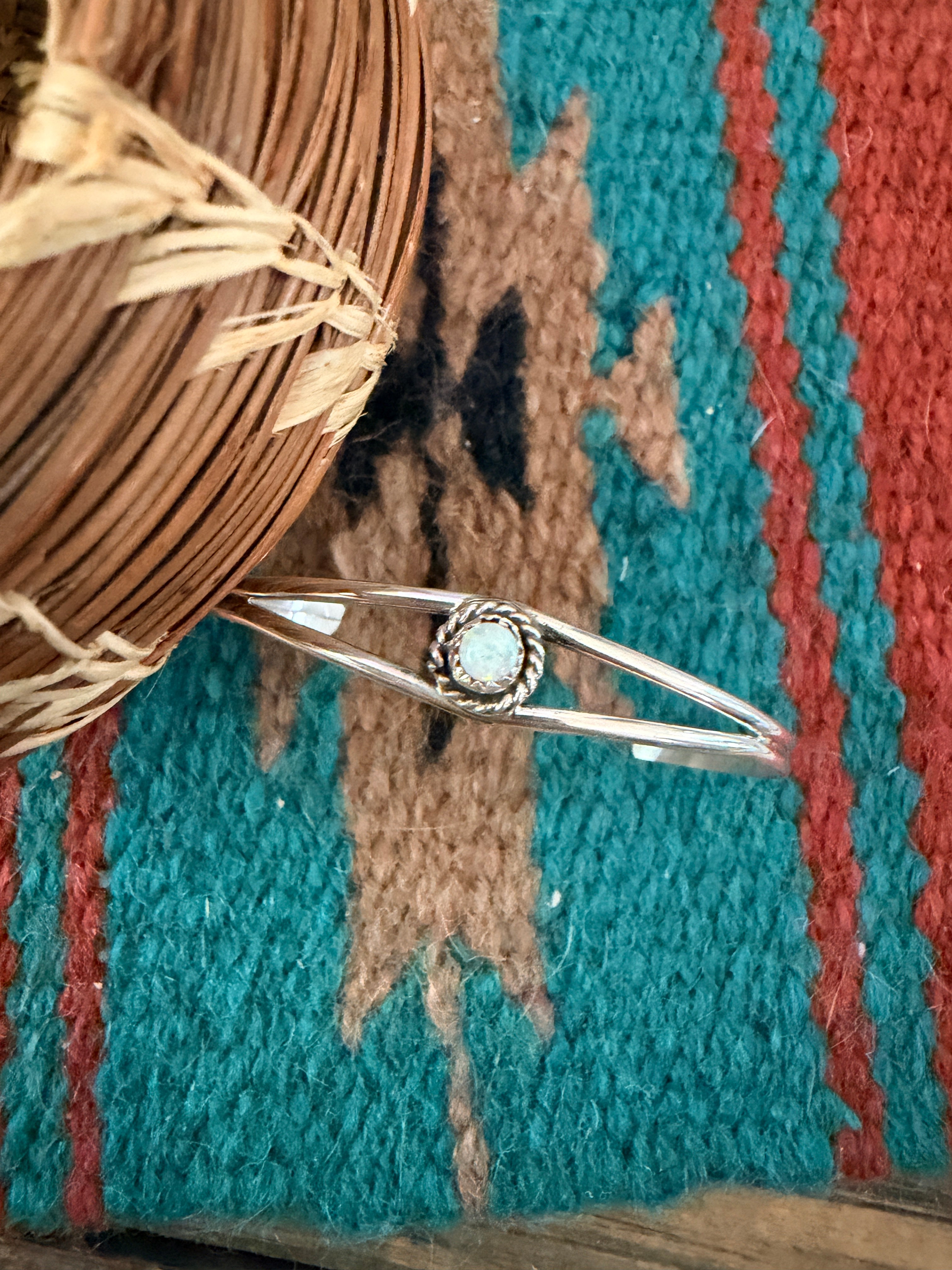 Handcrafted White Opal & Sterling Silver Baby Cuff Bracelet