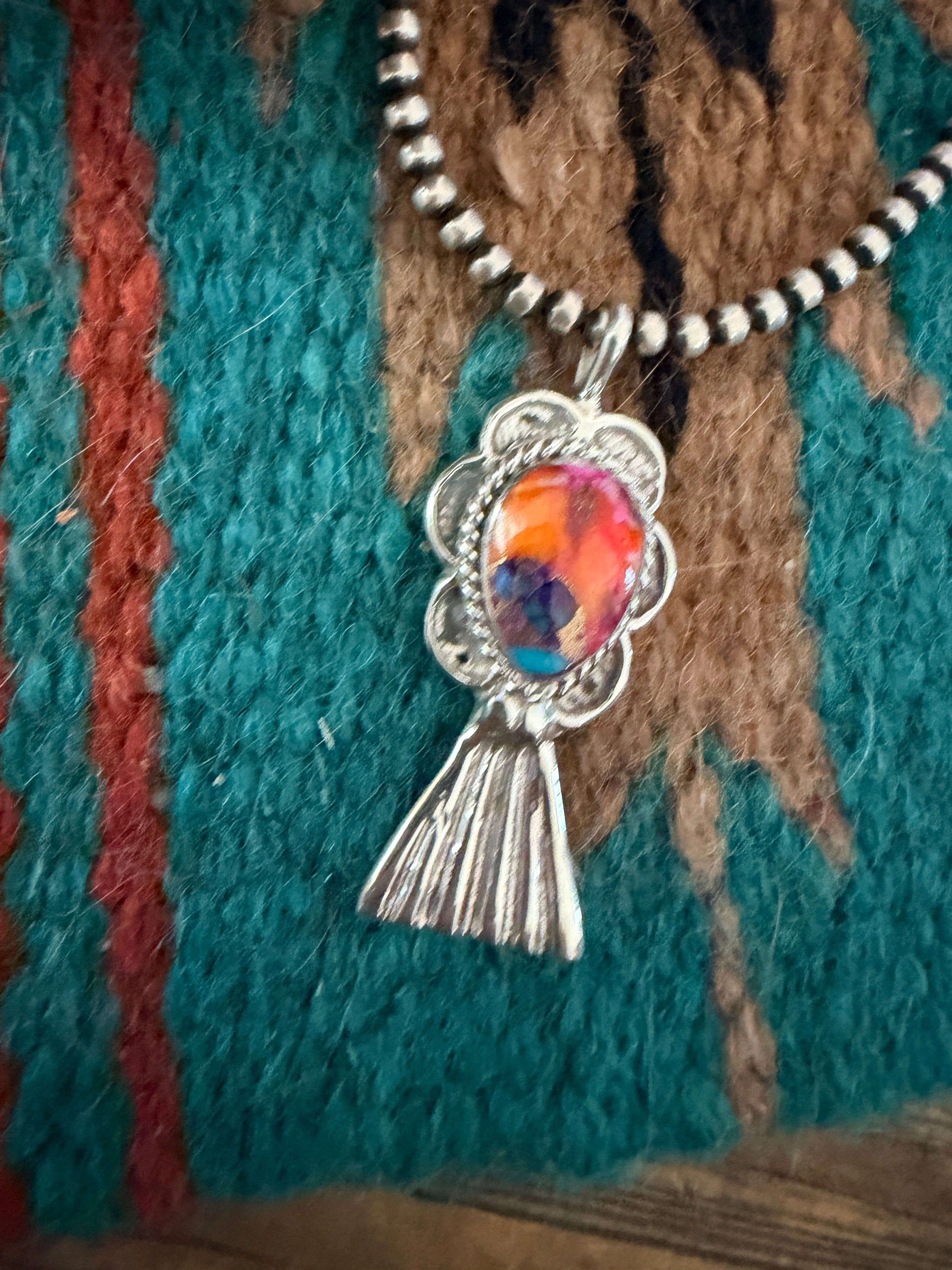 Handcrafted Sterling Silver & Pink Dream Mojave Blossom Pendant by Joseph Martinez