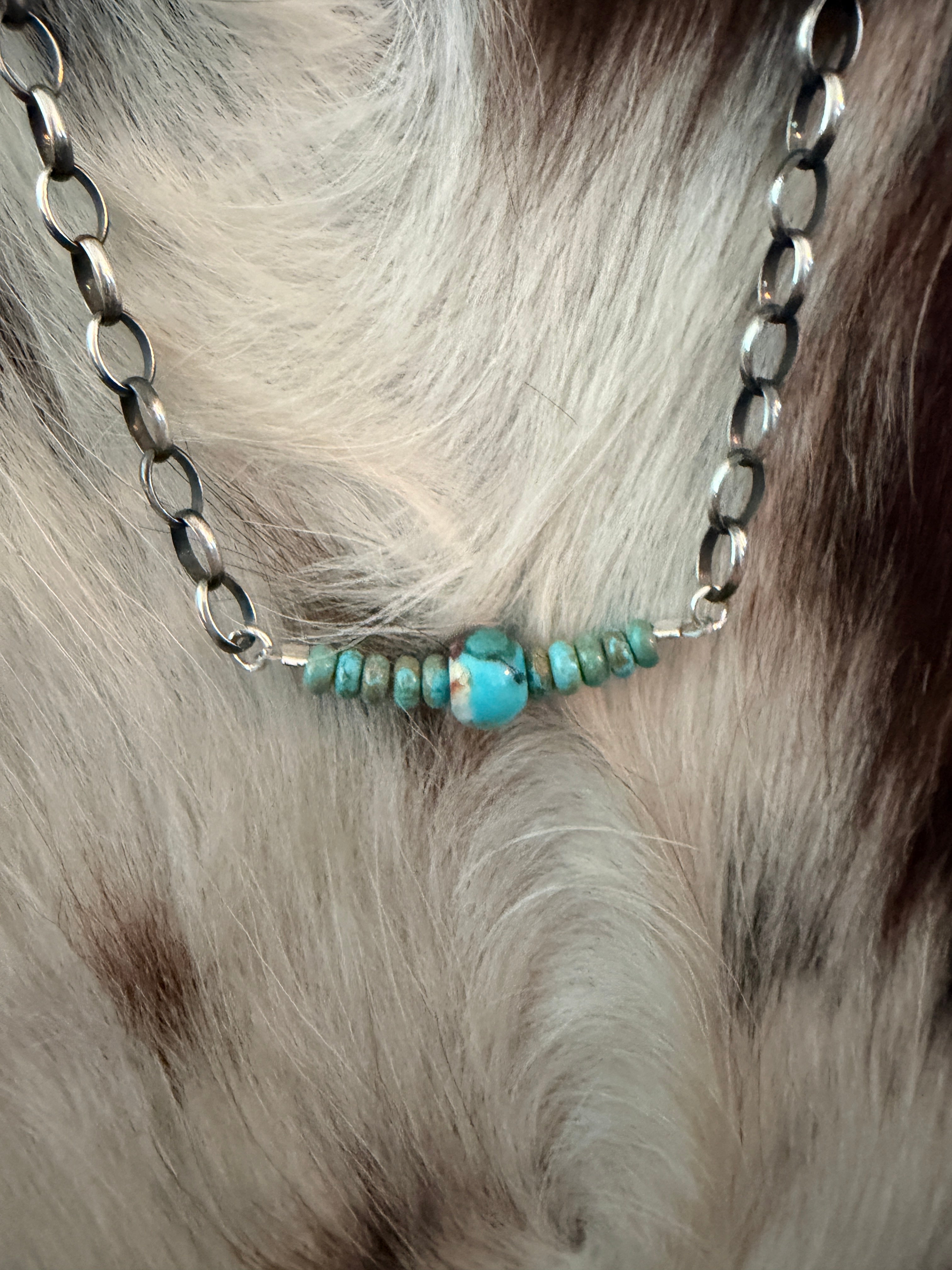 Handmade Sterling Silver, Turquoise & Spice Beaded Necklace