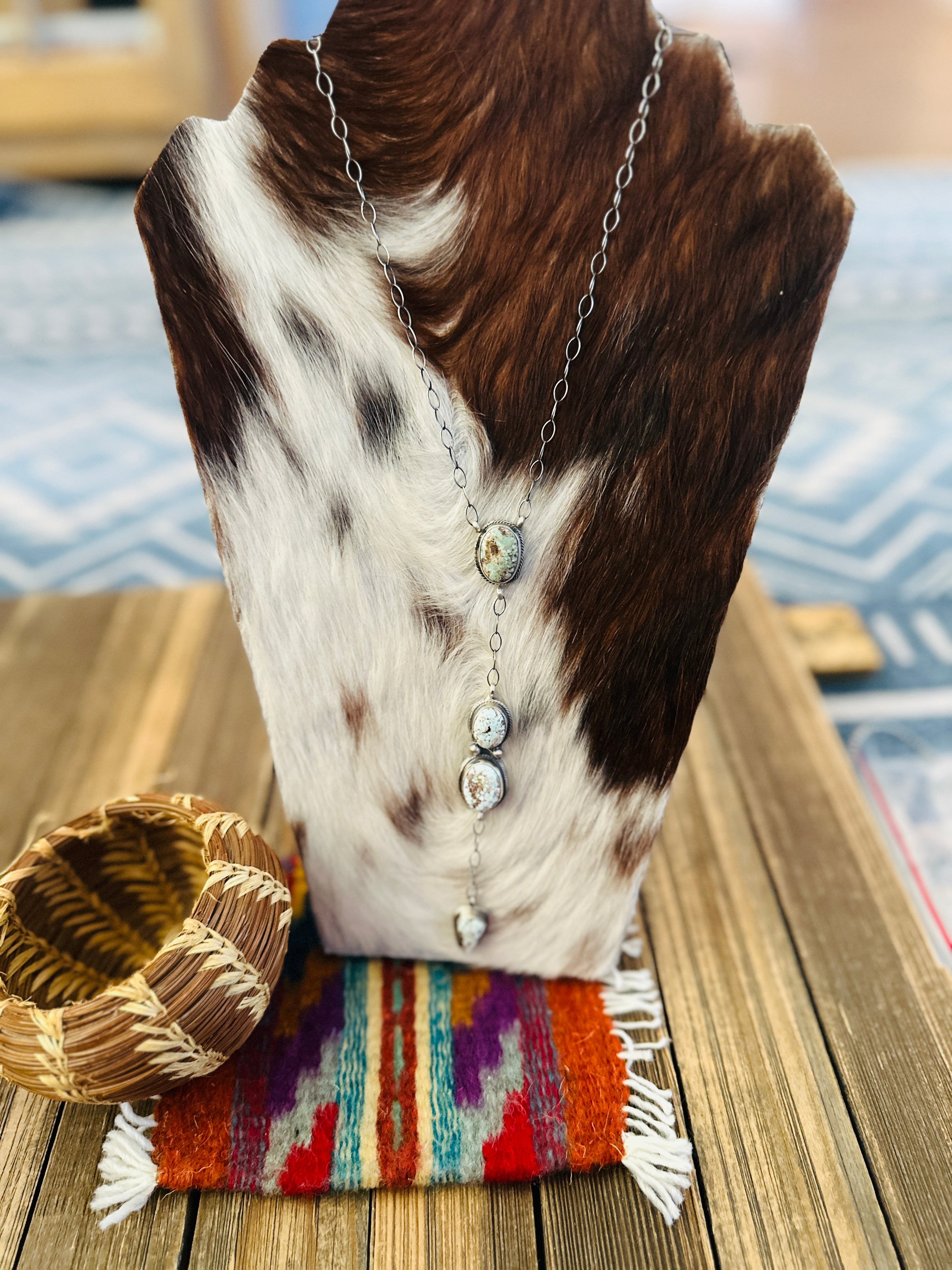 Handcrafted Dry Creek Turquoise & Sterling Silver Lariat Necklace