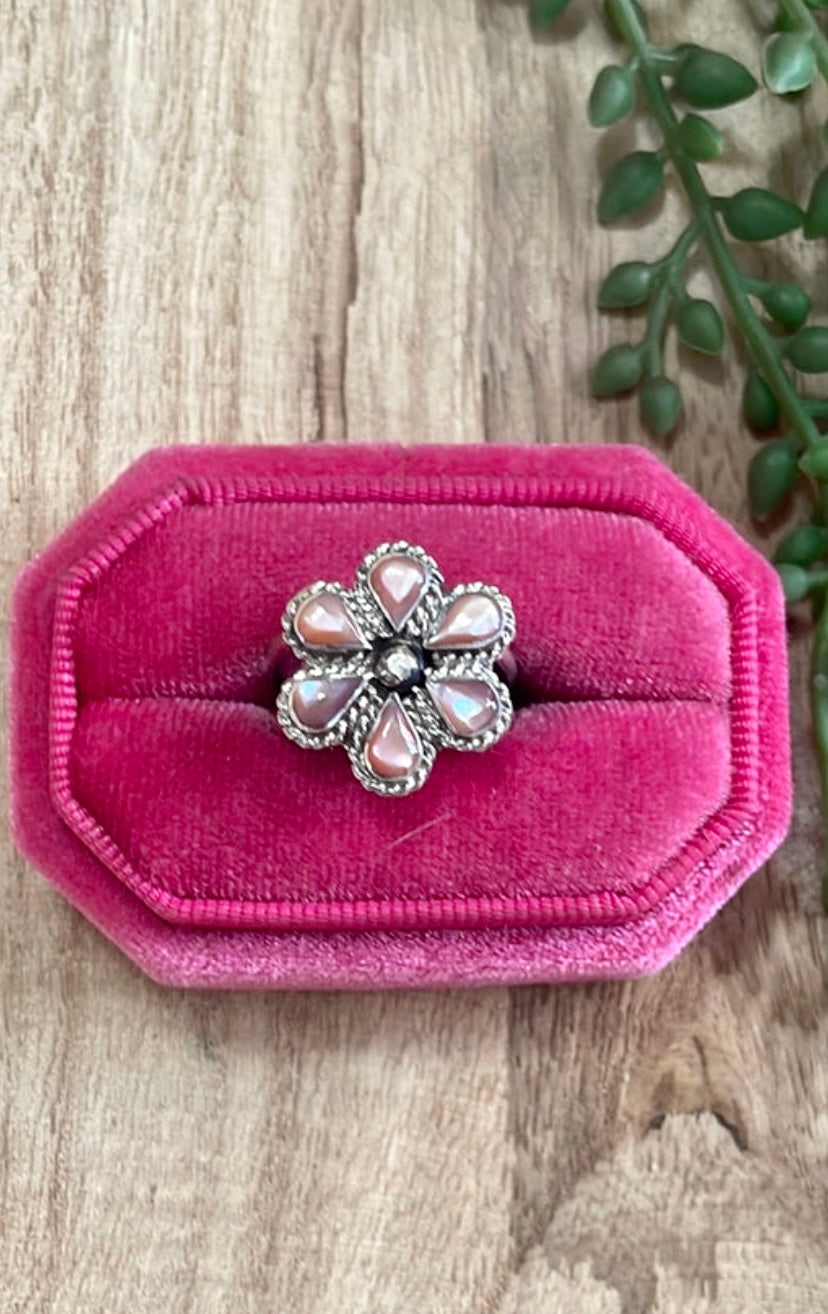 Navajo Opal & Sterling Silver Flower Ring