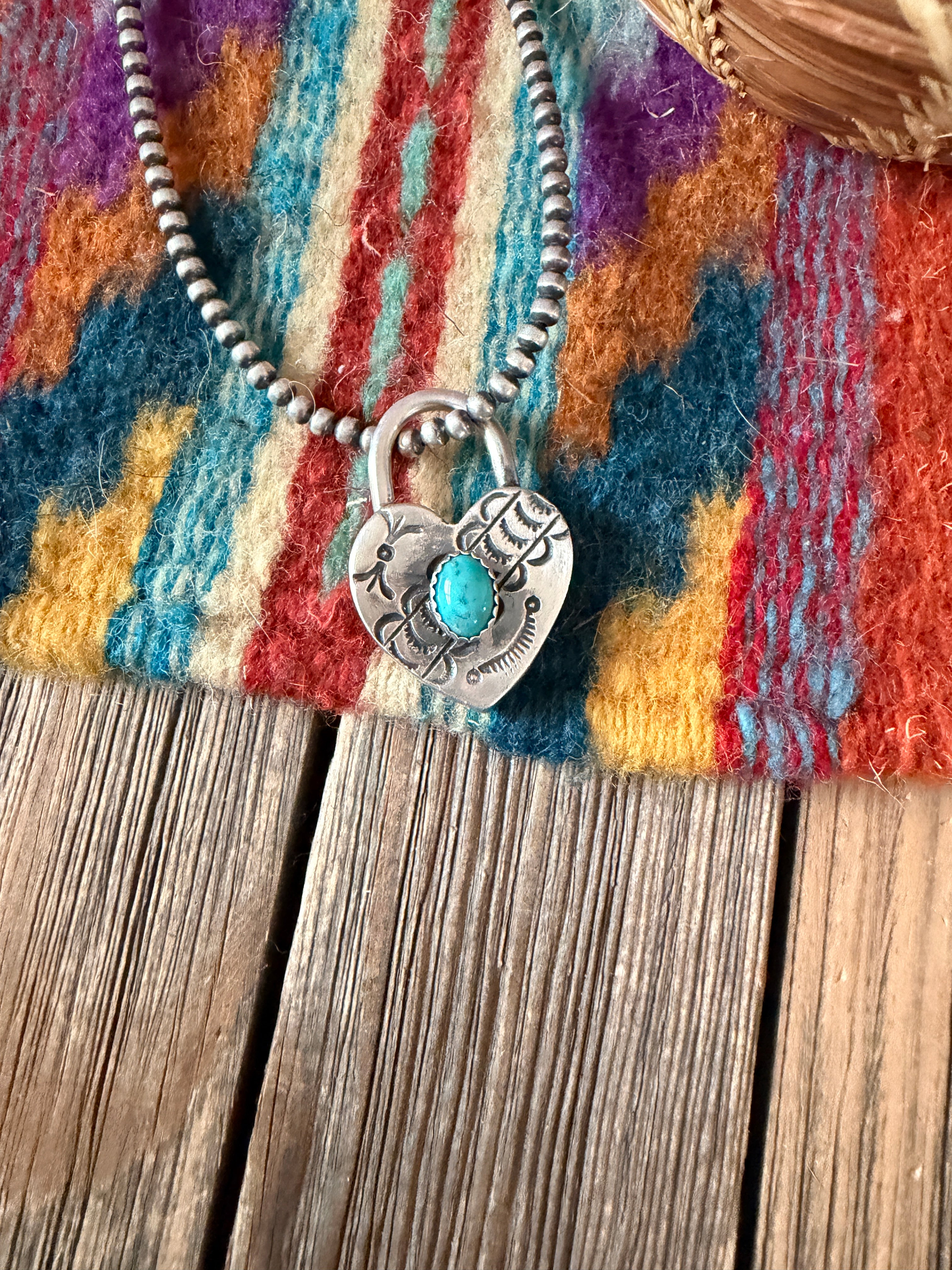 Handcrafted Sterling Silver & Turquoise Heart Locket Pendant