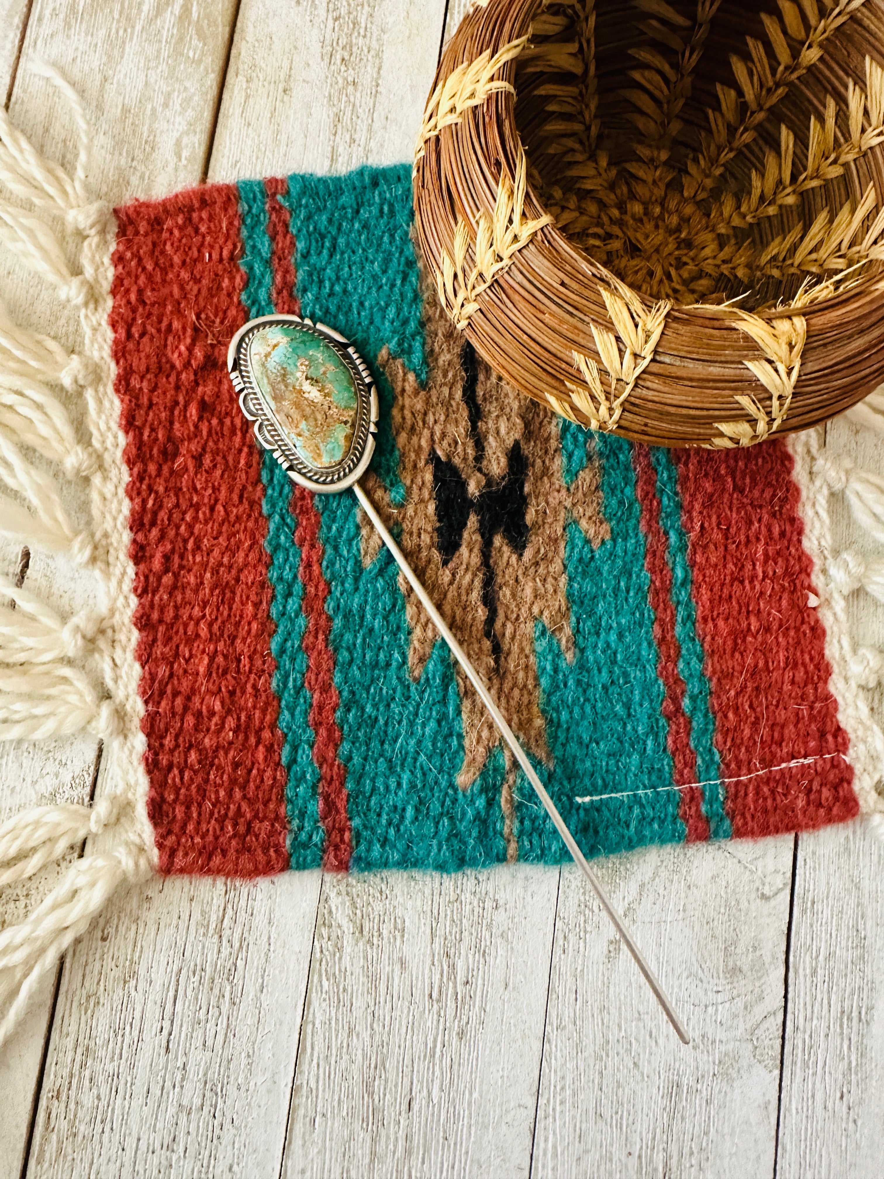 Navajo Turquoise & Sterling Silver Hair Pin