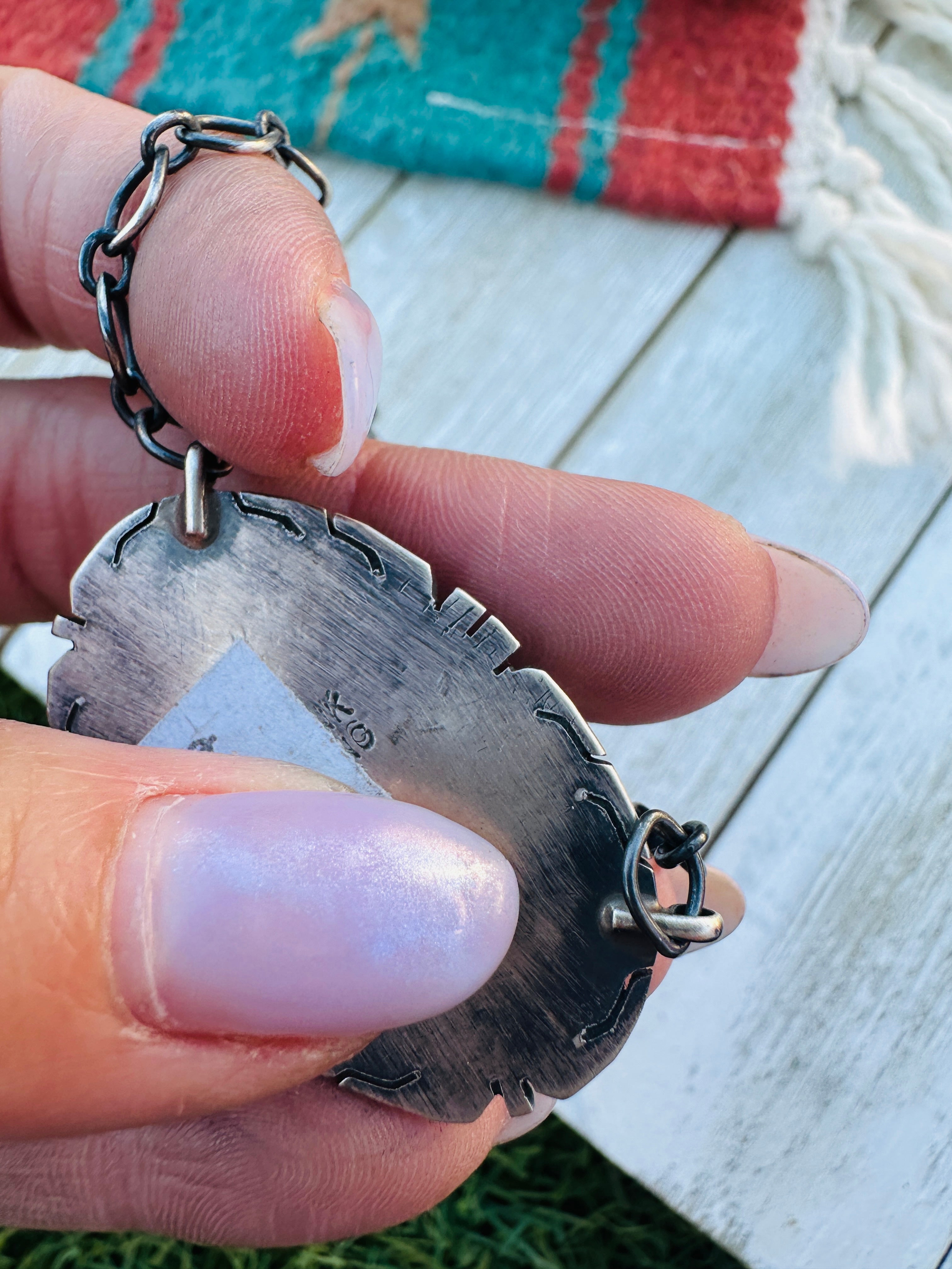 Handcrafted Sterling Silver 18” Link Chain & Lapis Lazuli Necklace