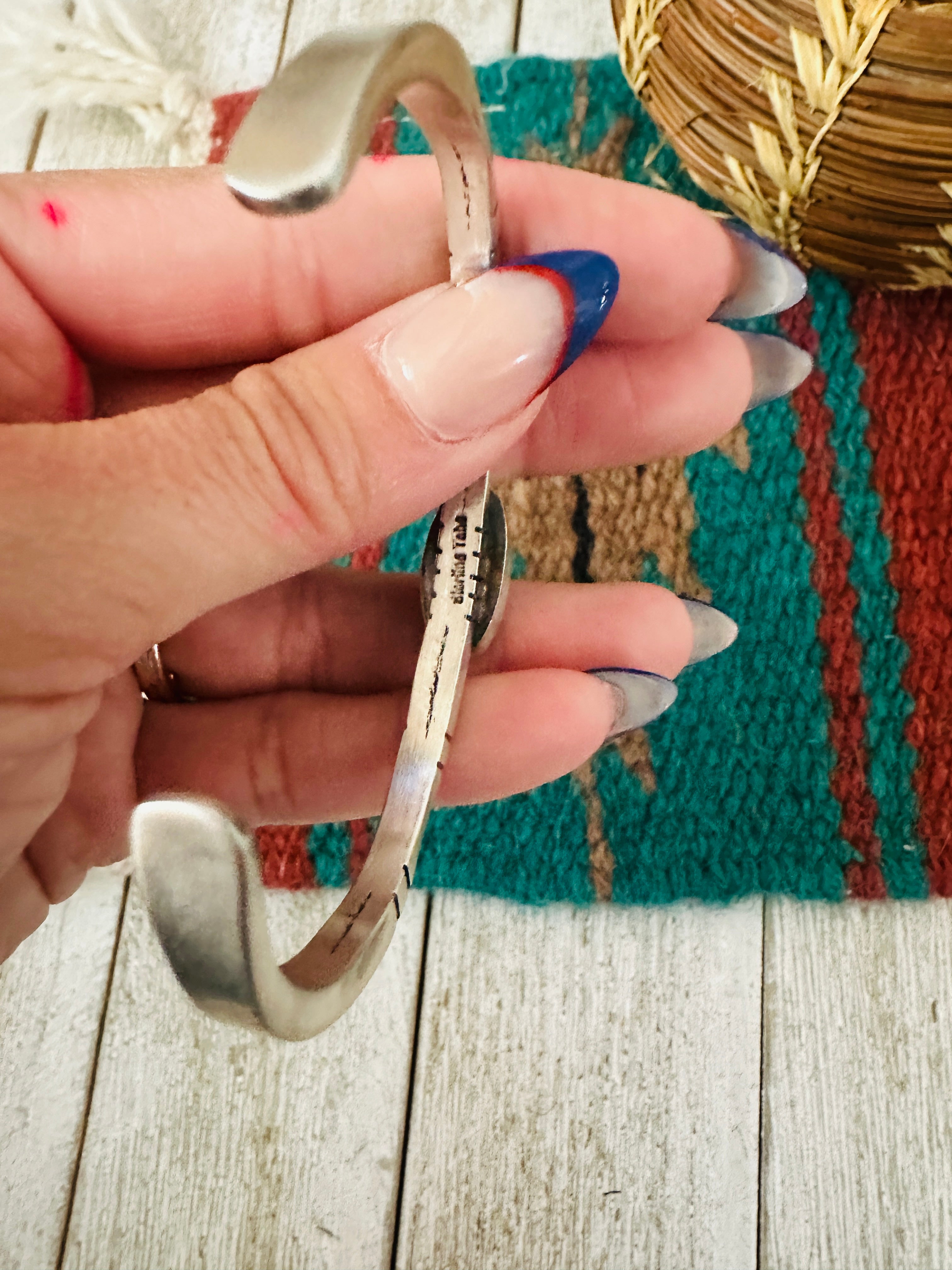 Handcrafted Sterling Silver & Turquoise Cuff Bracelet by Tahe