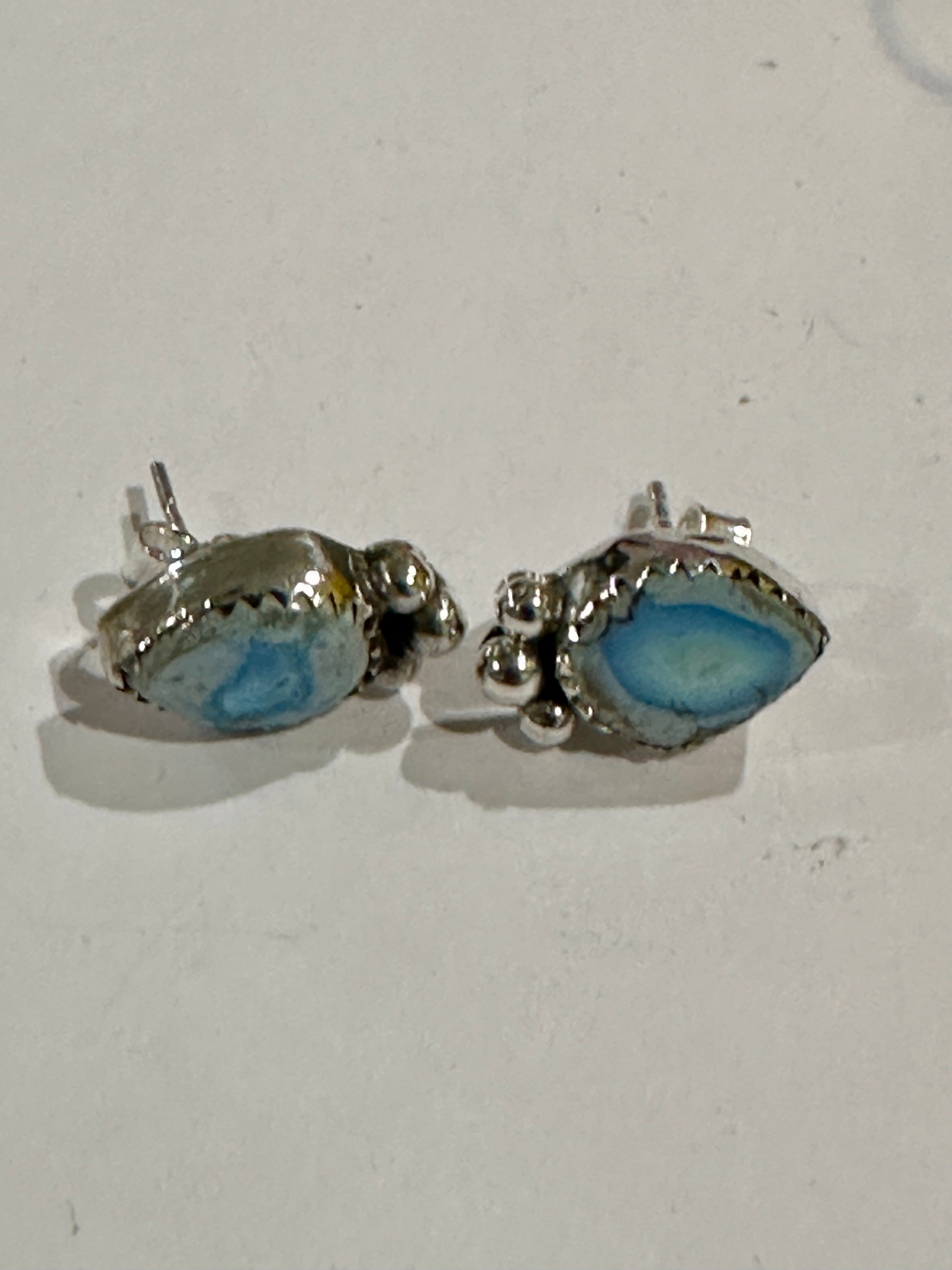 Handmade Golden Hills Turquoise & Sterling Silver Stud Earrings