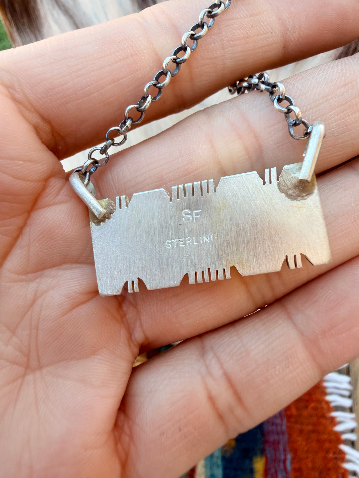 Handcrafted Turquoise & Sterling Silver Bar Necklace