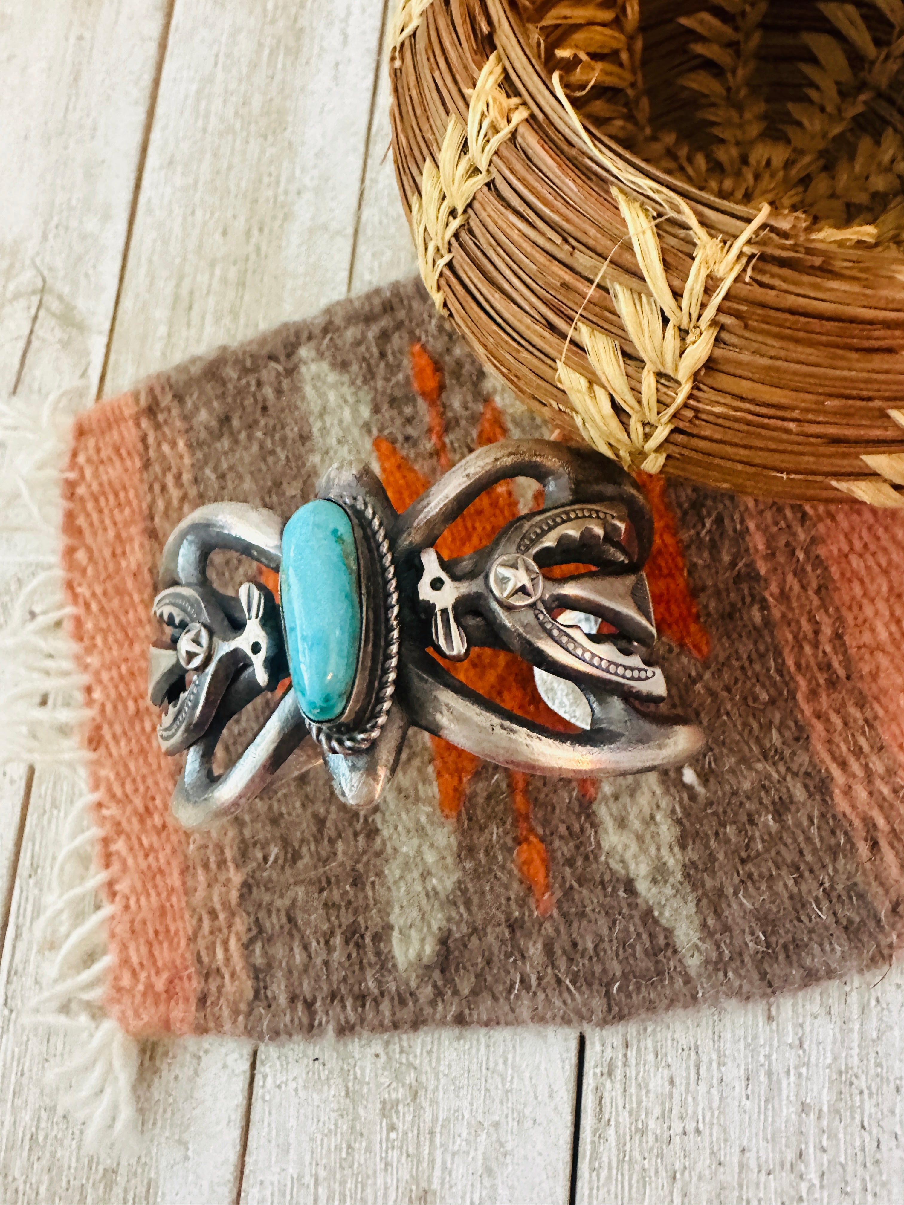 Handcrafted Turquoise & Sterling Silver Cuff Bracelet by Chimney Butte