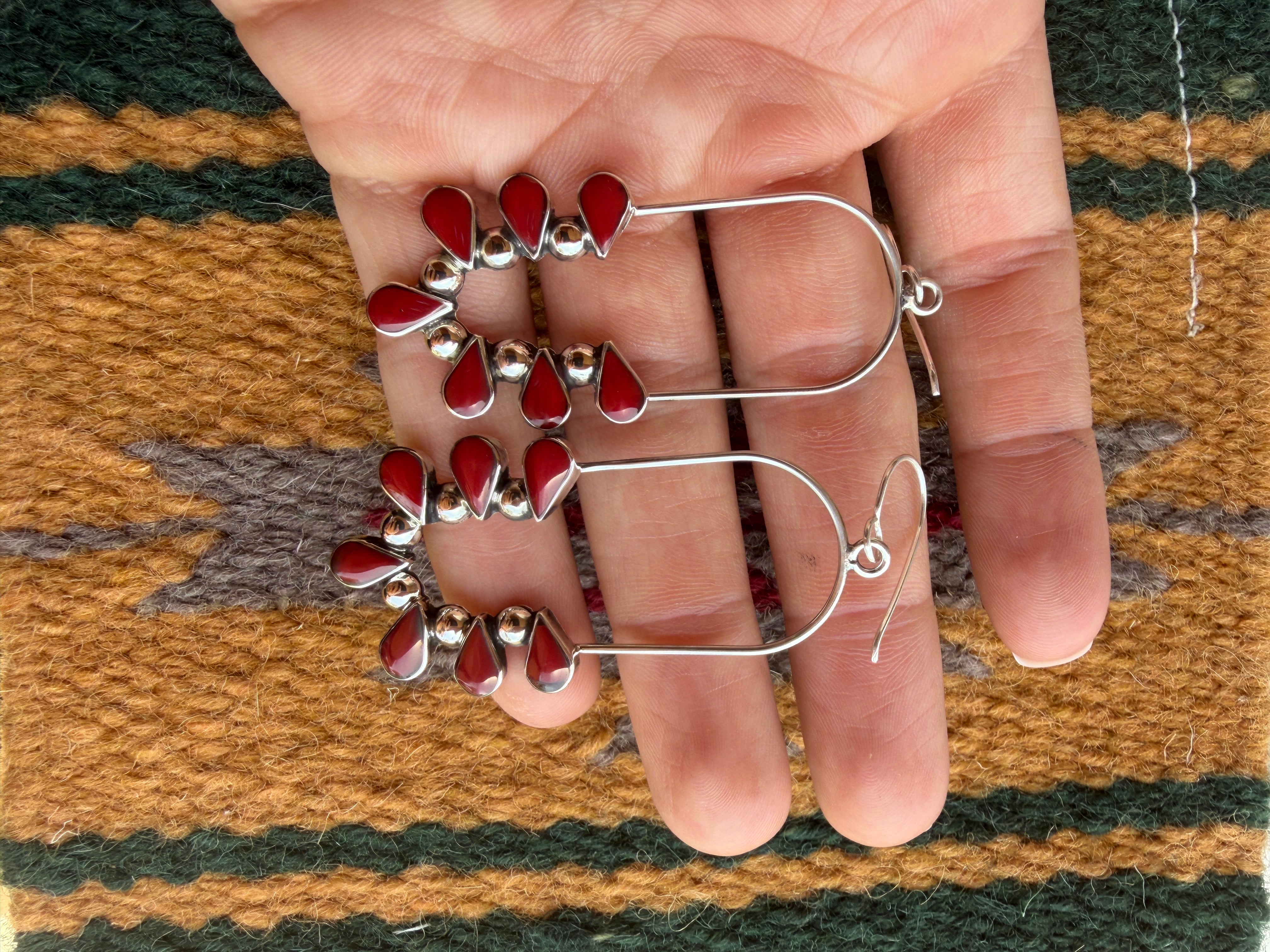 Handmade Red Jasper & Sterling Silver Dangle Earrings