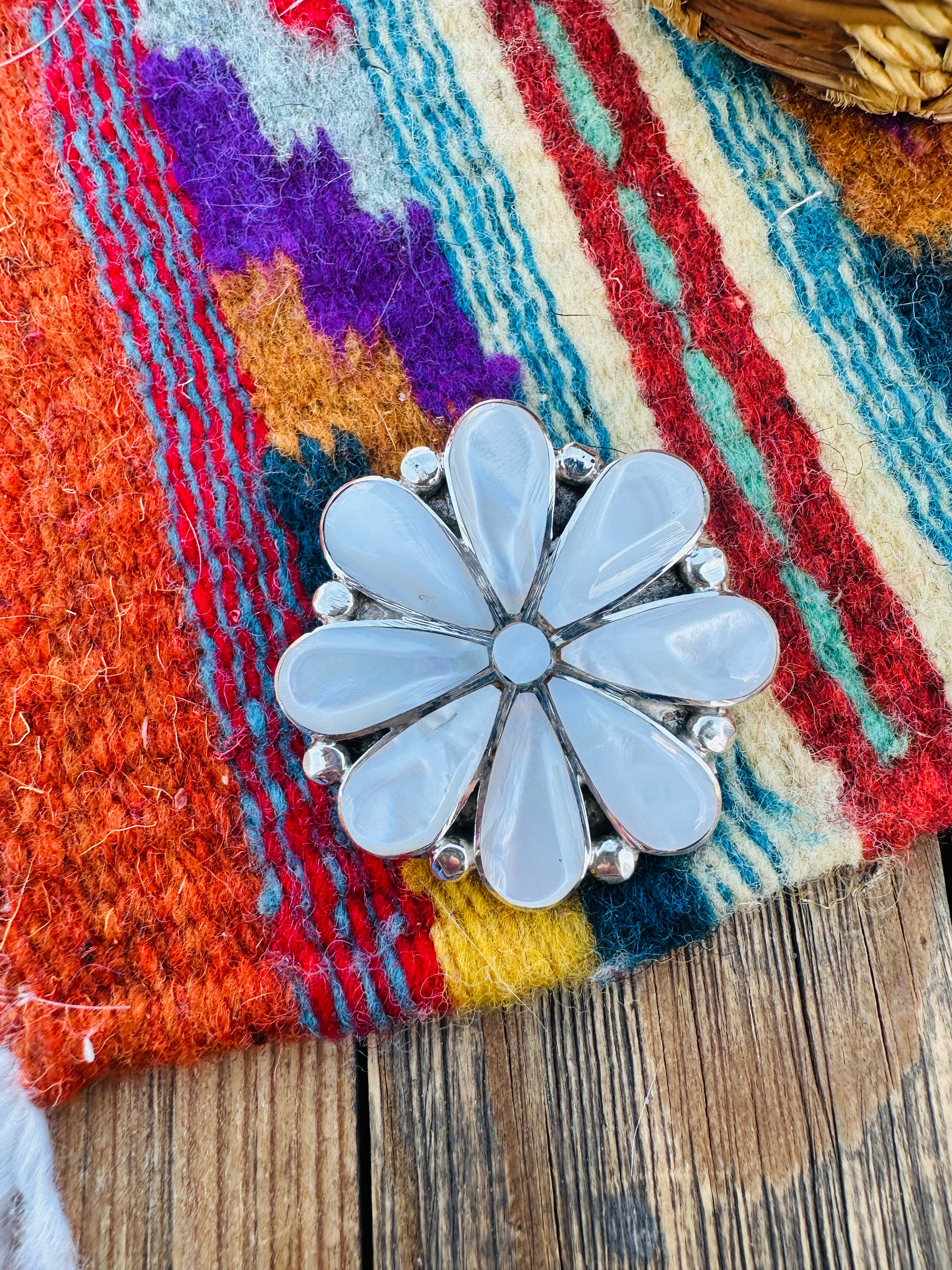 Handcrafted Sterling Silver and Mother of Pearl Brooch/ Pendant