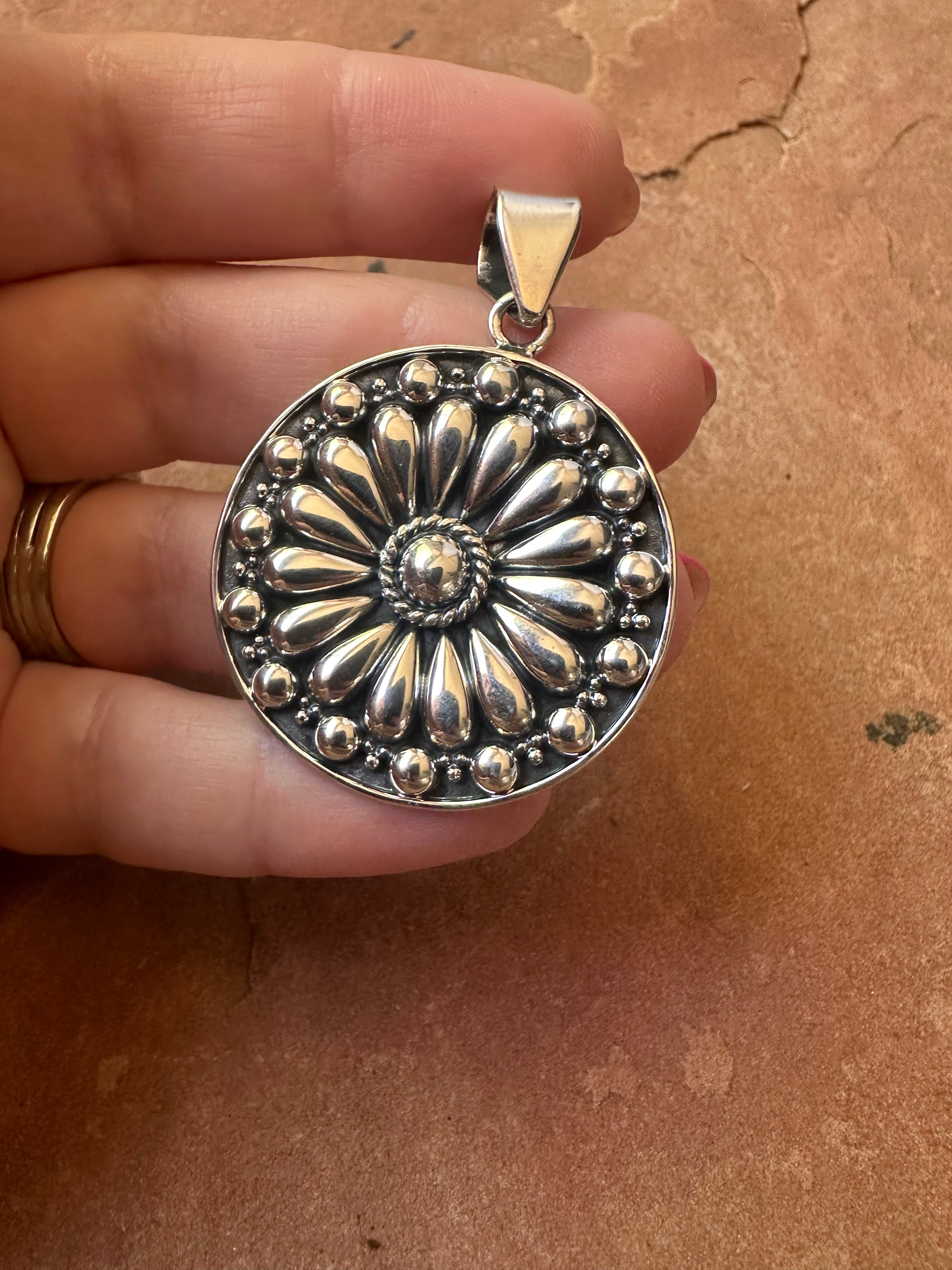 Handmade Sterling Silver Ball Pendant Signed Nizhoni