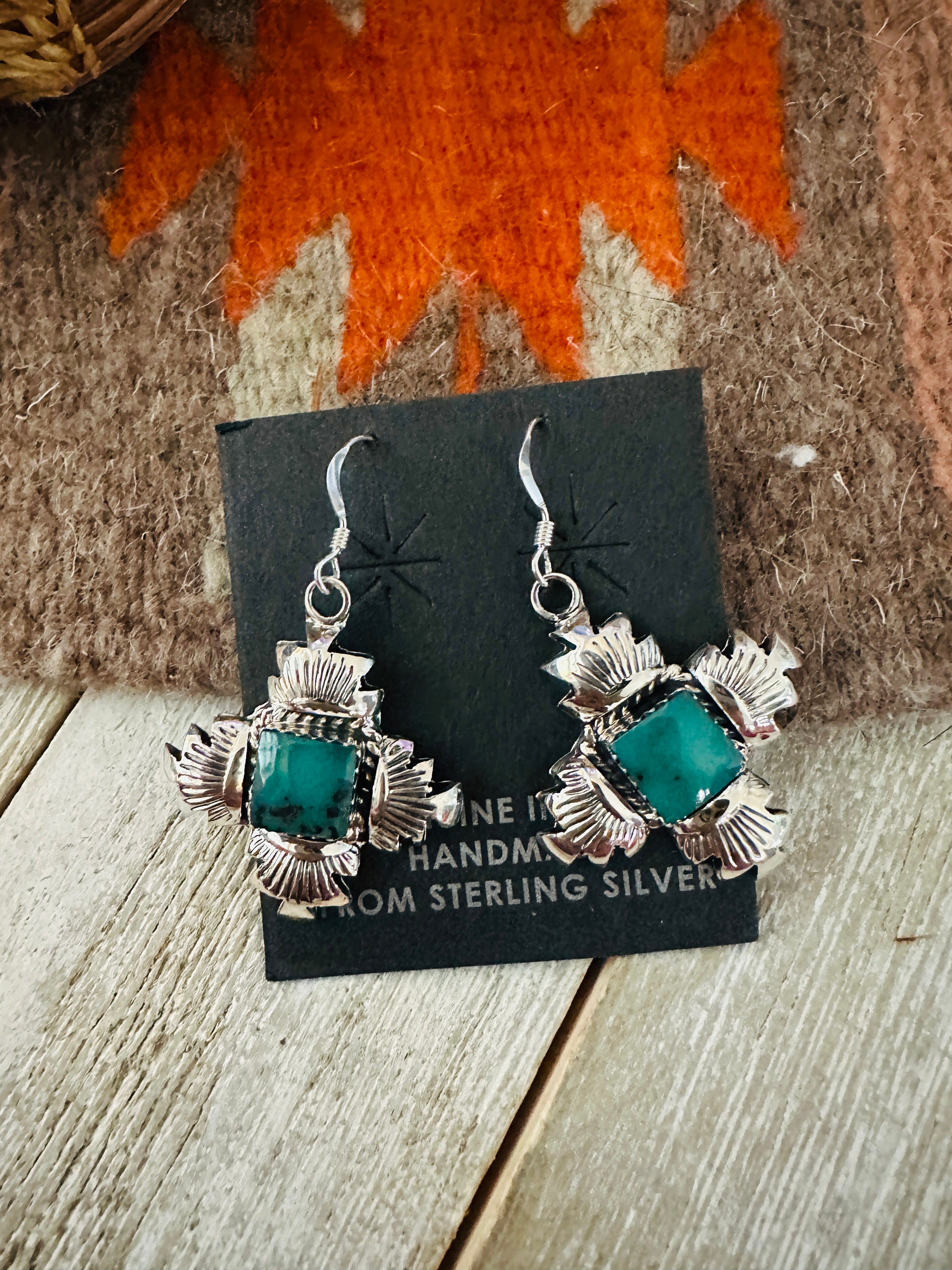 Handcrafted Sterling Silver & Morenci Turquoise Post Earrings