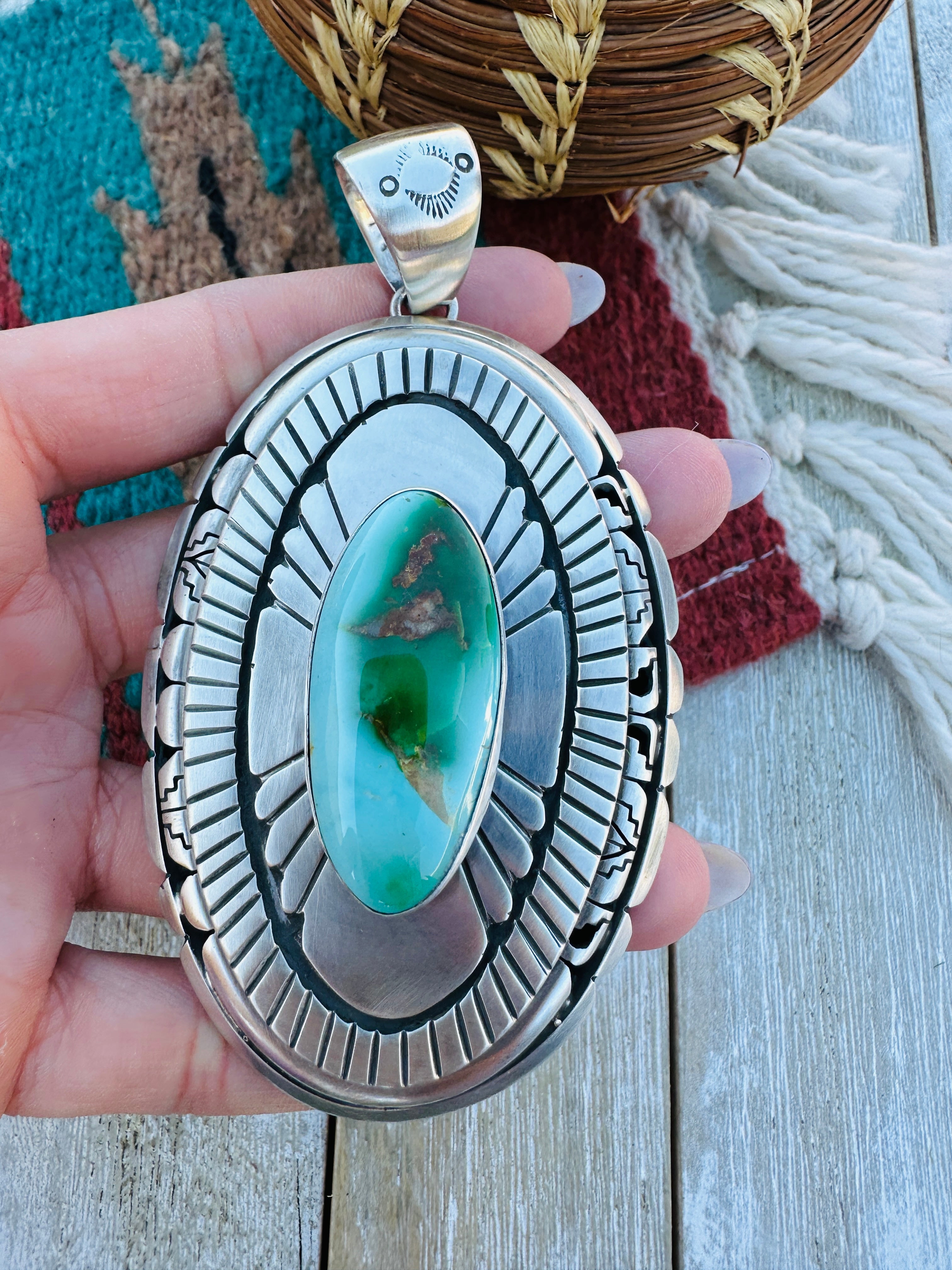 Handcrafted Sterling Silver and Sonoran Mountain Turquoise Pendant