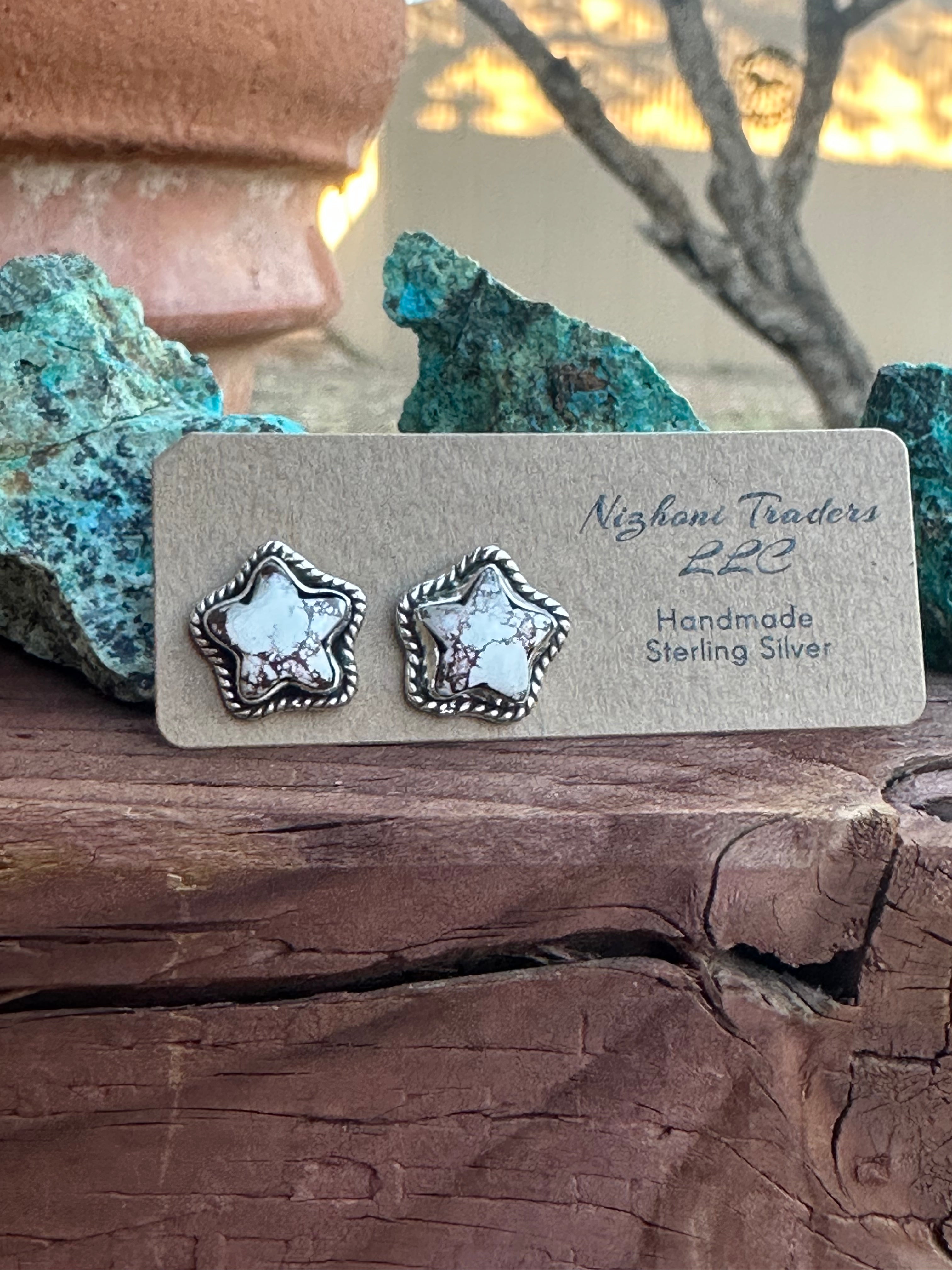 Sizzling Handmade Star Sterling Silver & Wild Horse Post Earrings