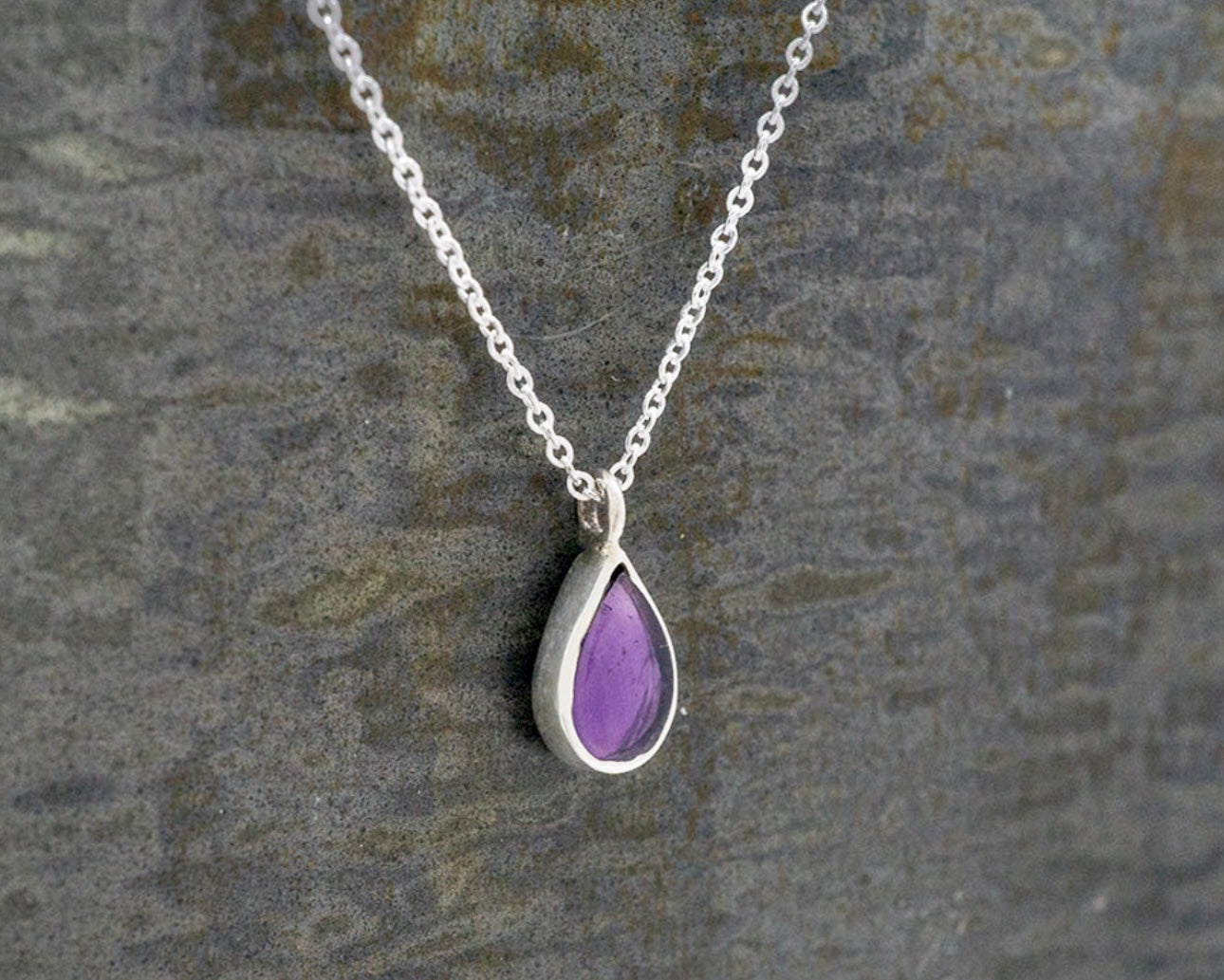 Petite Amethyst Teardrop Necklace